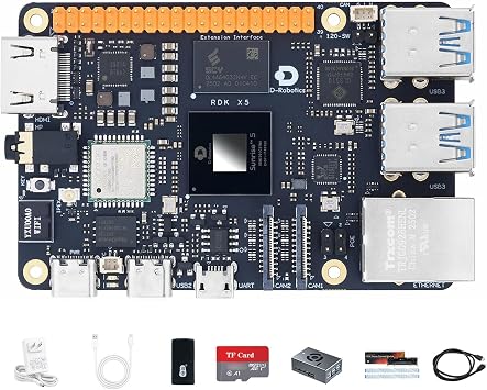 youyeetoo D-Robotics RDK X5 Development Board - 10 Tops AI, 4GB/8GB RAM, Sunrise 5 Chip, Octa-core Cortex A55, MIPI DSI, HDMI, Wi-Fi 6, Bluetooth 5.4, Ready-to-Use 4GB RAM,Binocular Camera
