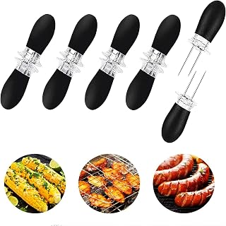 Pinchos para Mazorcas de Maíz – 10 Piezas Pinchos de Barbacoa Inoxidable con Mango de Madera para Camping, Picnic y Cocina