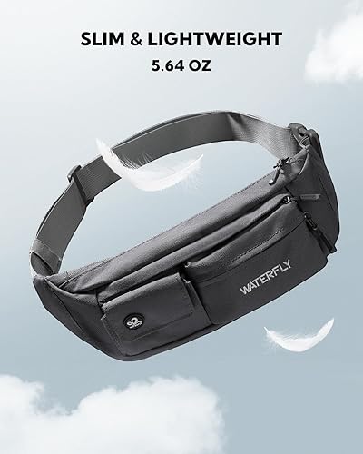 Miniatura 2 de WATERFLY Cangurera pequeña cruzada 5 bolsillos delgada y ligera para la cintura, bolsa de cadera para mujeres y hombres, bolsa de pecho resistente