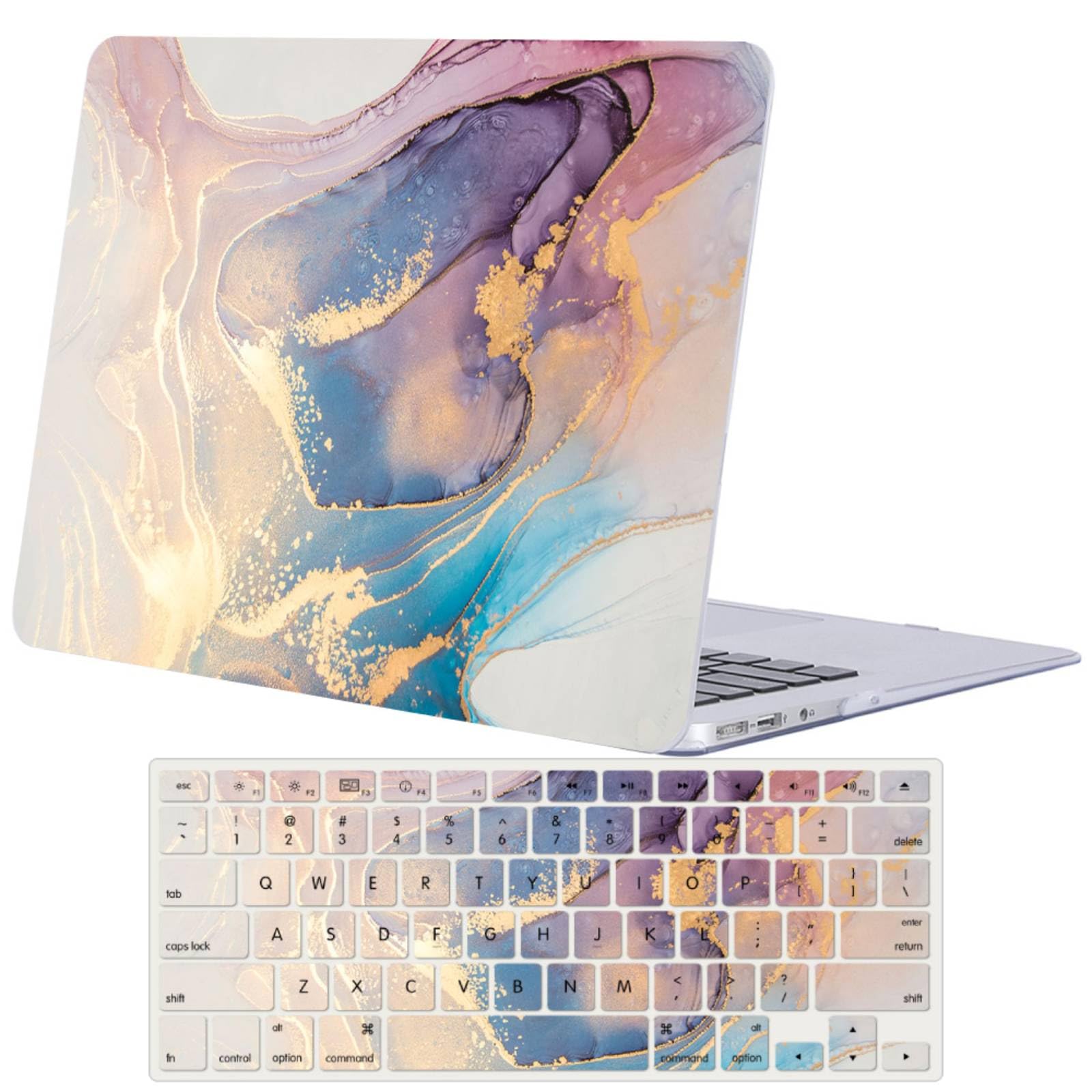 Funda para MacBook Air 13 2020 A2337 con protector de teclado mármol 8
