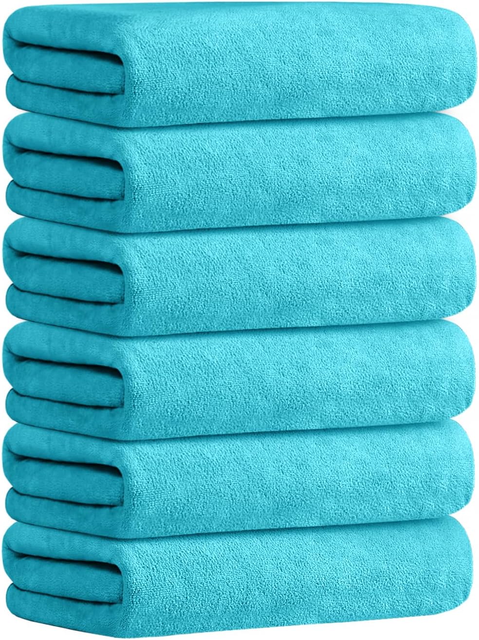 JML Bath Towels, Microfiber Bath Towel Set 6 Pack 30" x 60", Soft Absorbent Microfiber Bathroom Towels for Body, Adult, Aquamarine