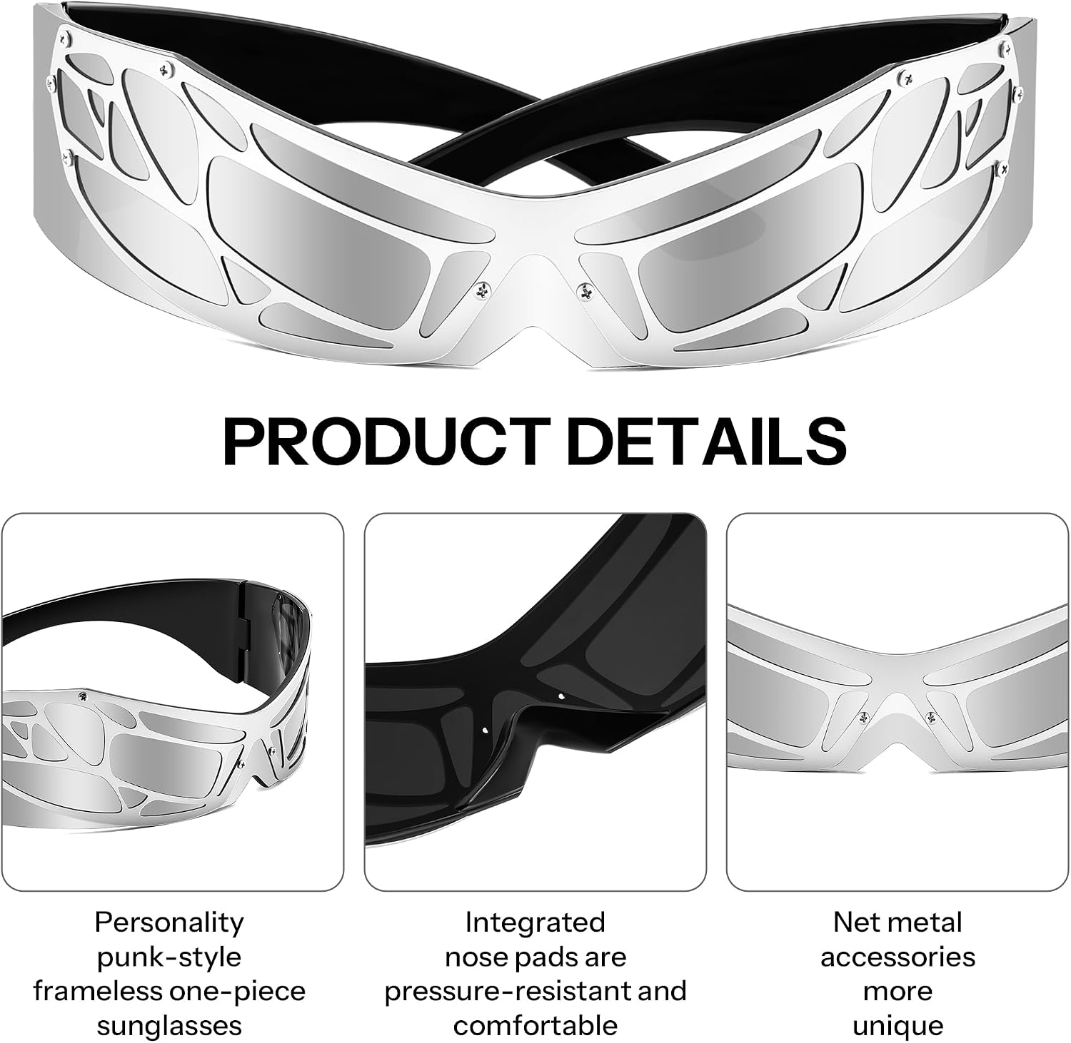 FEISEDY 80s Futuristic Cyclops Cyber Visor Sunglasses Men Women Punk Style Cosplay B4184