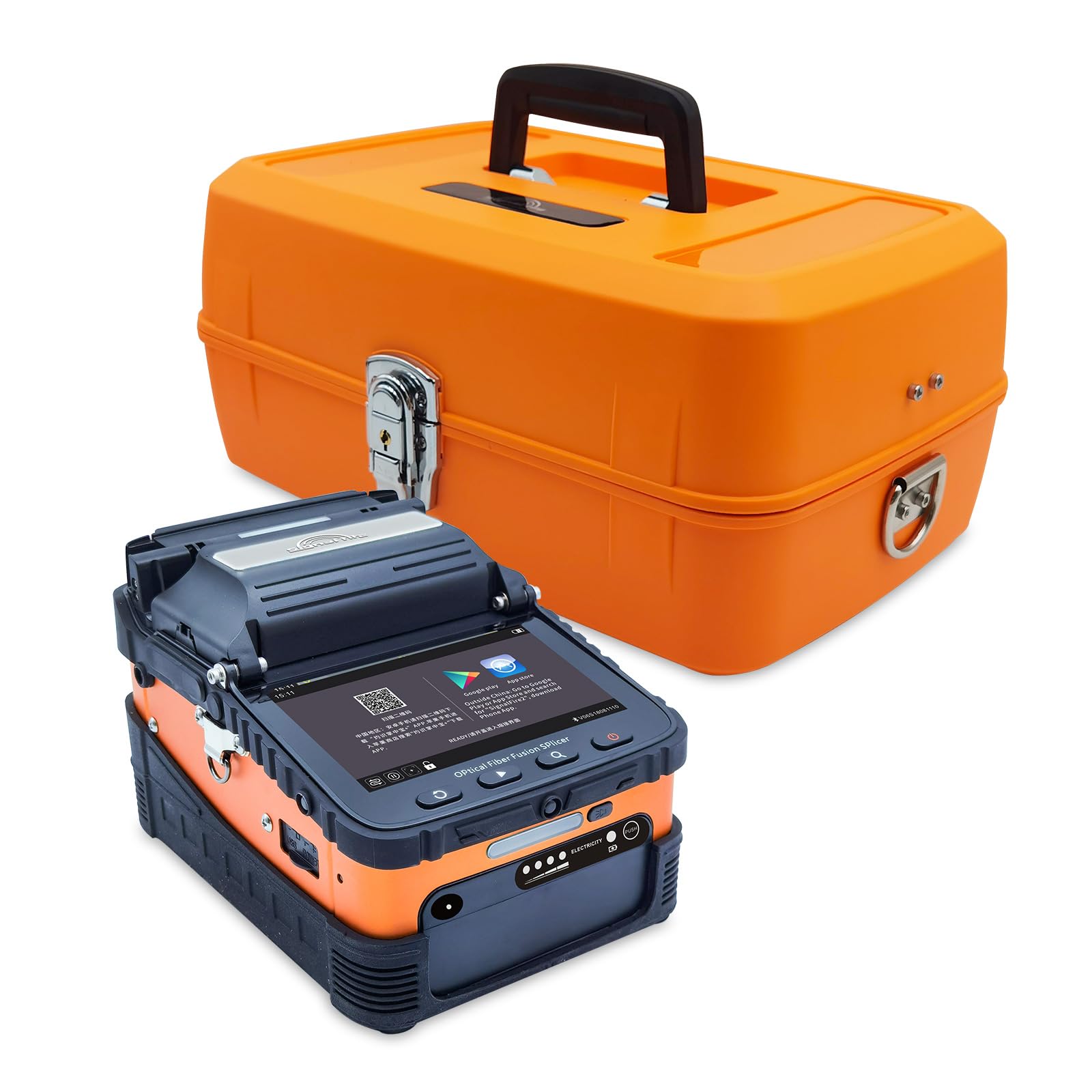 Front view of the Signal fire AI-6A Optical Fiber Fusion Splicer, showing the screen and control buttons.