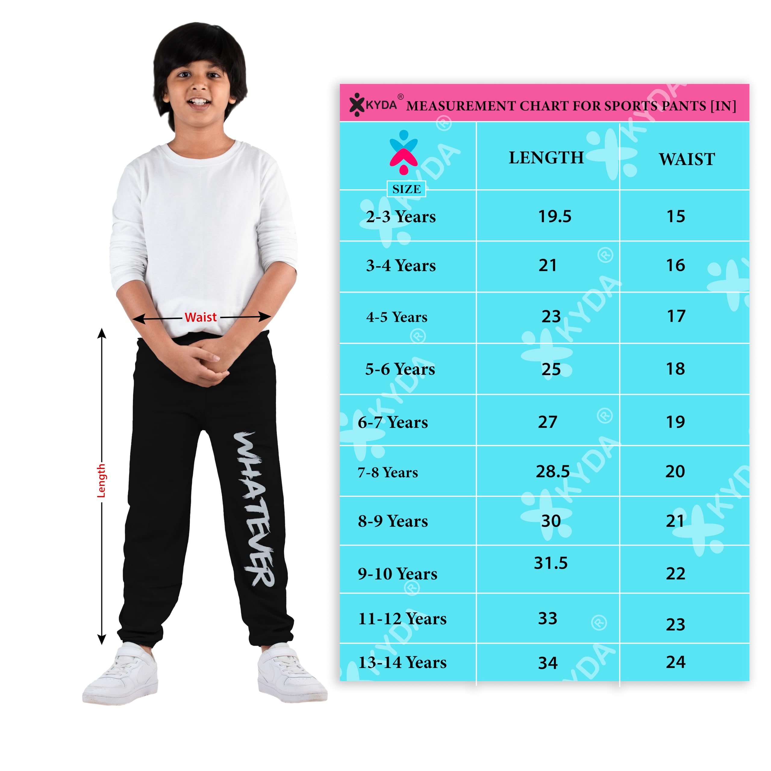 KYDA KIDS Pantalones deportivos sueltos de tiro medio 100% algodón para niño (paquete de 5)