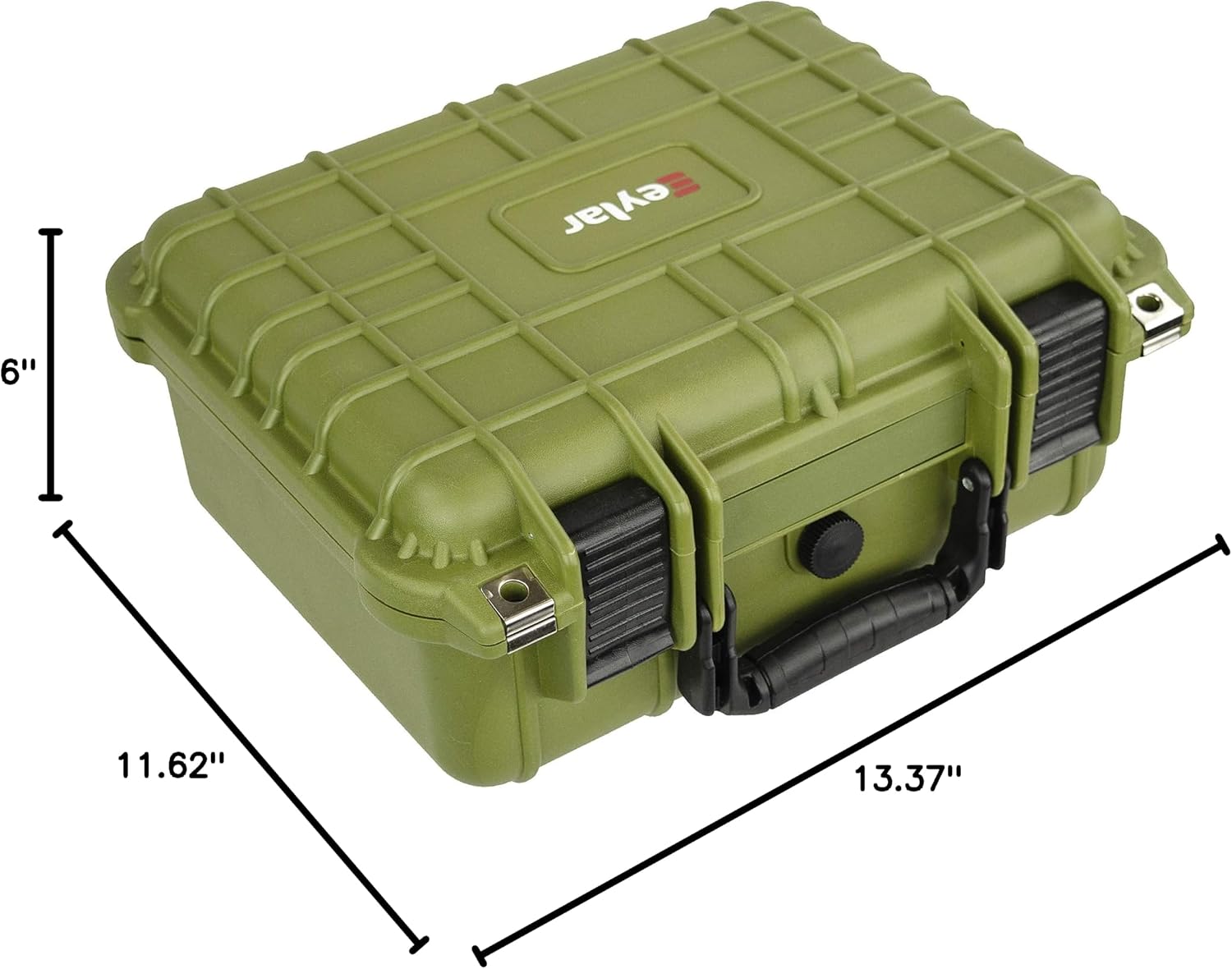 Eylar Tactical Hard Gun Case Water & Shock Proof With Foam TSA Approved 13.37 Inch 11.62 Inch 6 Inch OD Green