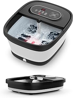 Snailax Foot Spa with Heat, Foot Bath Massager, Gifts Infrared, Bubble, Electric Temperature Control, Grinding Stones, 8 Soothing Shiatsu Massage Rollers,Gifts