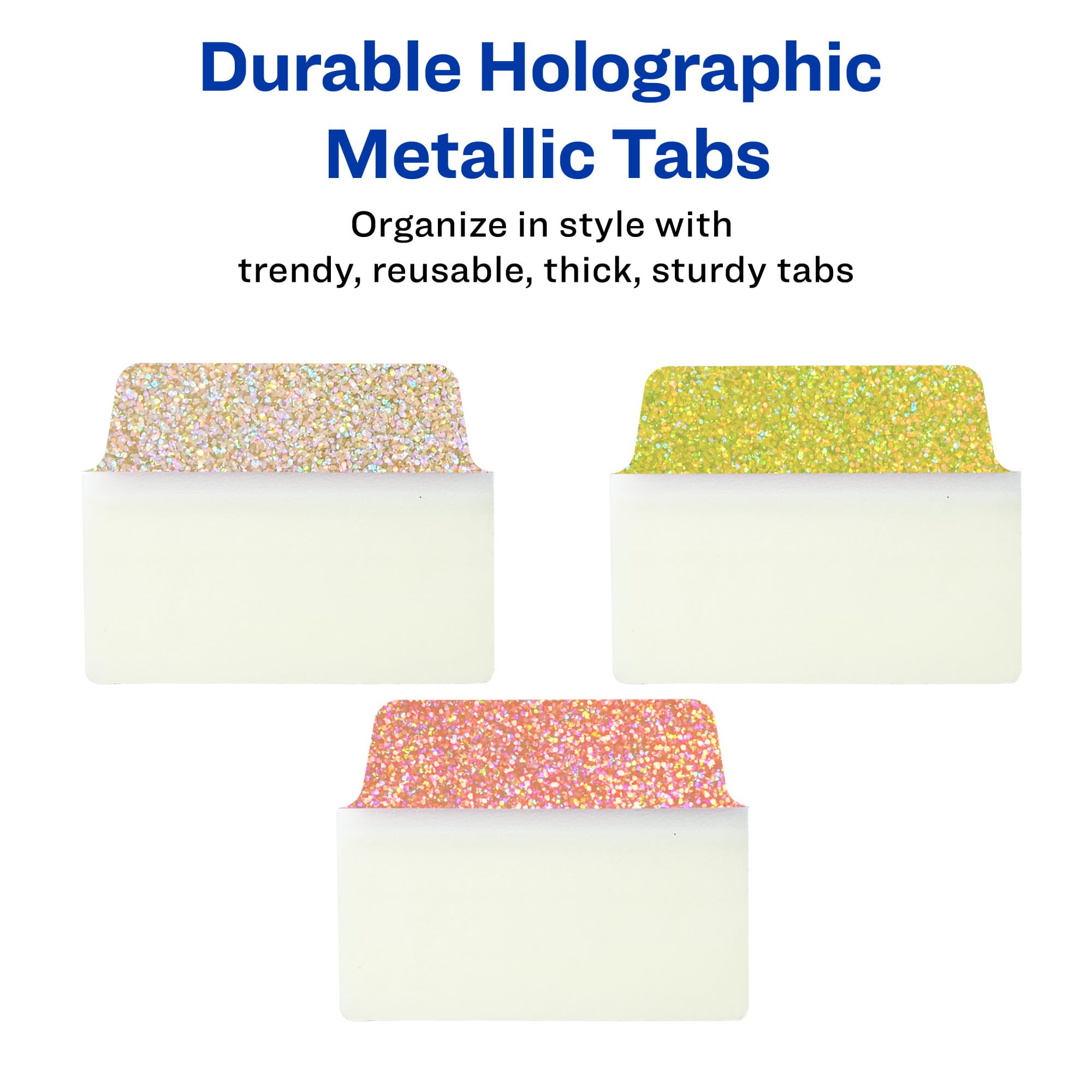 Avery Multi-Use Ultra Tabs, 2" x 1.5", Holographic Sunset Ombre Colors, 18 Repositionable Page Tabs (74148) - Image 2