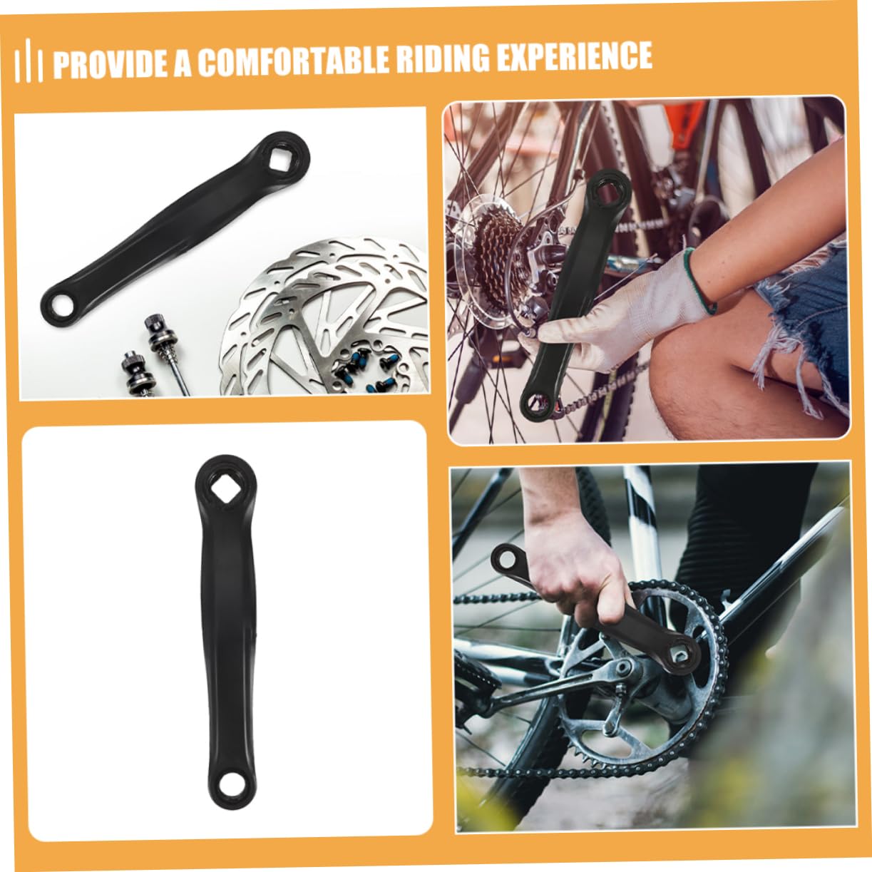 4pezzi Pedivella per Bicicletta Crank Arm per Mountain e Strada Design Resistente e Confortevole Compatibile con Varie Tipologie di Bici Nero