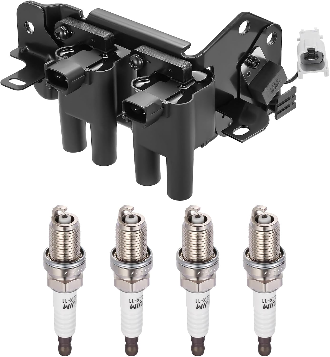 UF424 Ignition Coils & 7090 Spark Plugs Compatible with Hyundai Accent 2001-2005, 1.6L l4 - Replaces 27301-26600