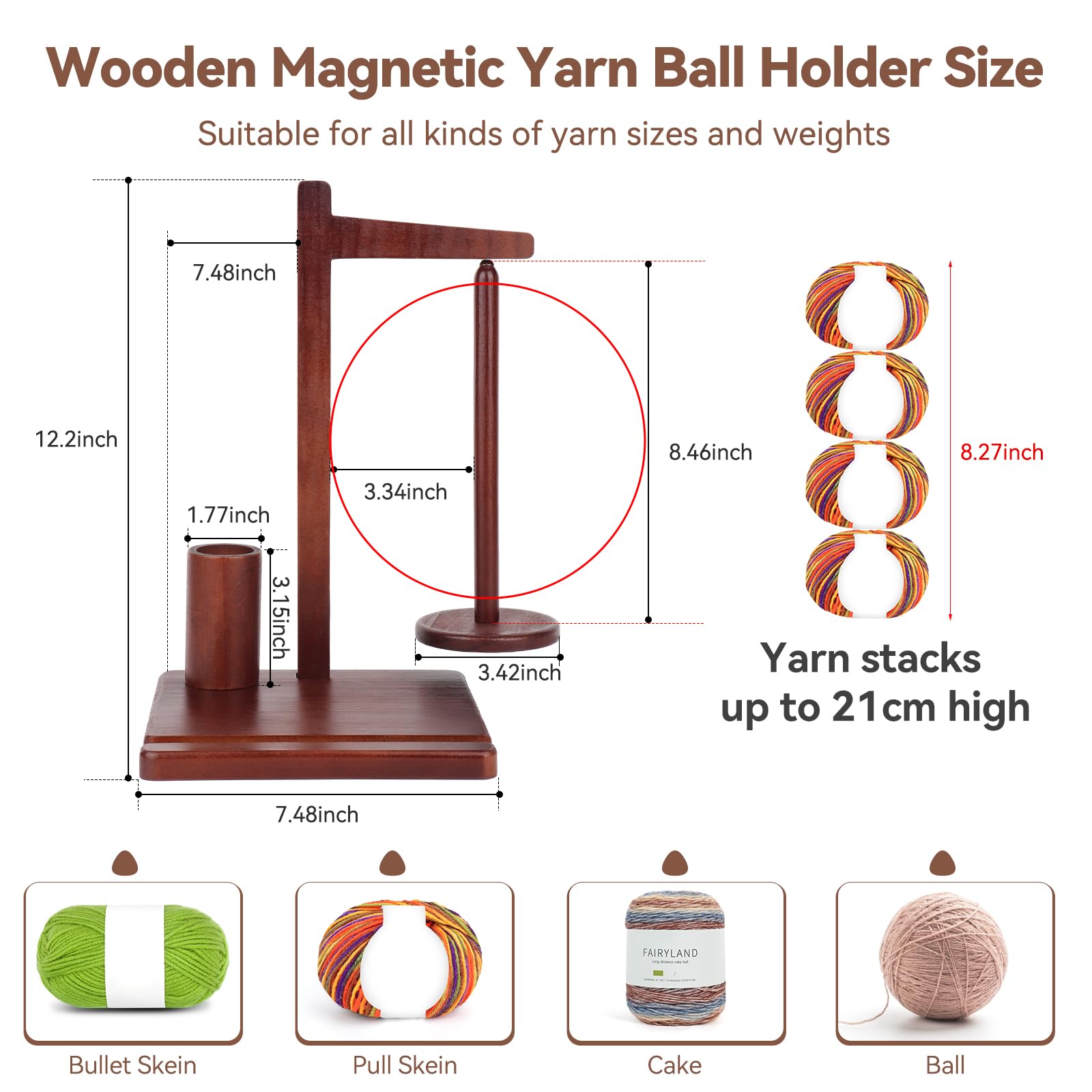 I IHAYNER Magnetischer Wollabwickler Aus Holz – Doppel Garnhalter Mit Zubehör Organizer