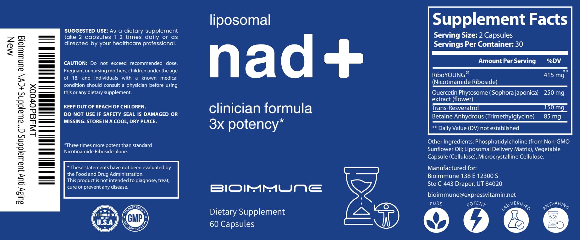 BioImmune NAD+ Supplement. Exclusive Formula w/Patent Pending RiboYOUNG™. Nicotinamide Riboside, Quercetin, Resveratrol, Betaine NRF2 Activator. Youthful Aging True NAD Supplement — Amazon image 7