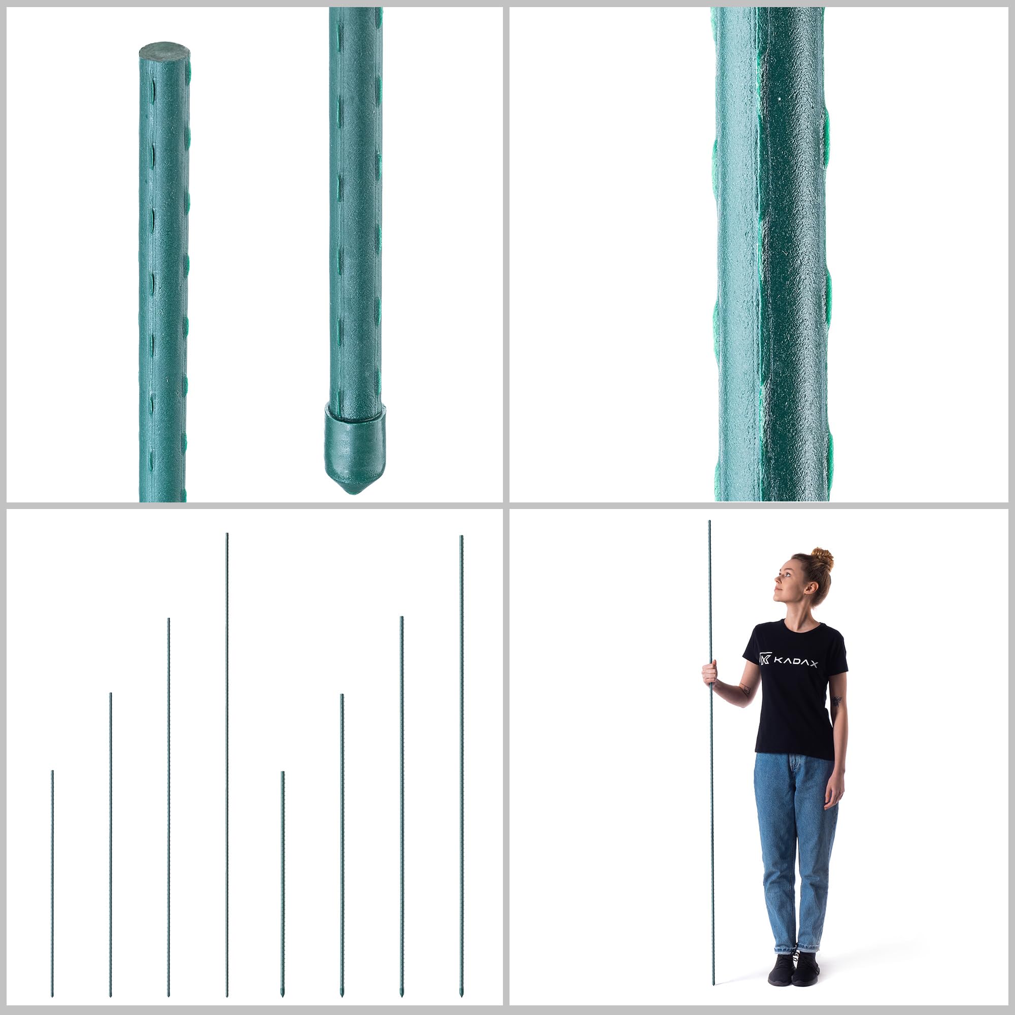 Tuteurs Plantes Acier Plastifié KADAX - 150cm Avec Crochets