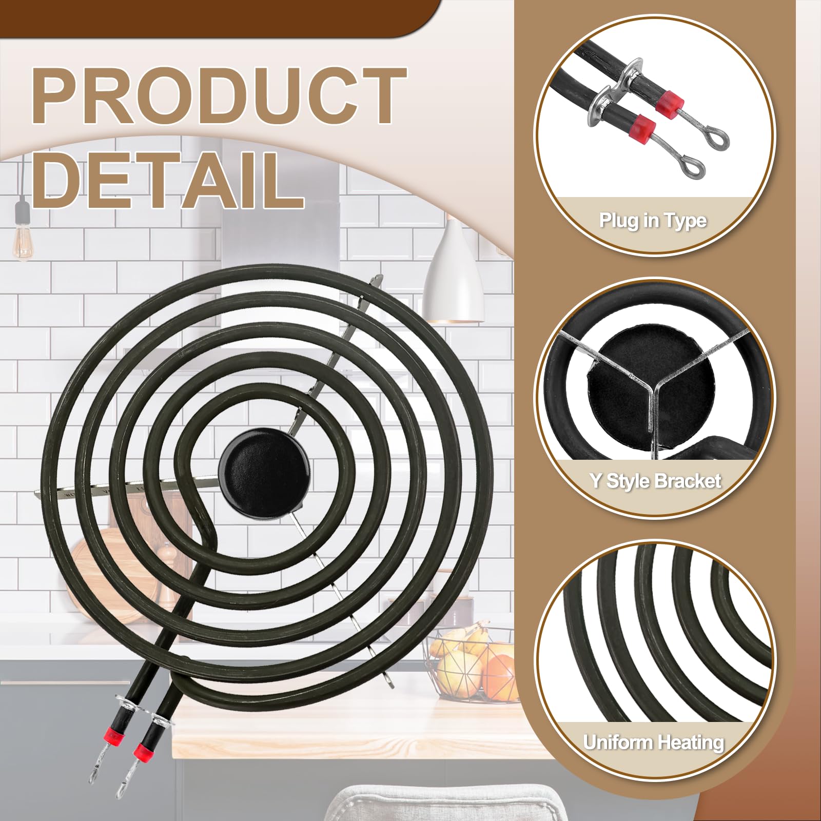 W10196405 (20.3 cm) W10196406 (15.2 cm) - Juego de quemadores eléctricos de goteo y quemador eléctrico MP22YA, compatible con Whirl-pool Ken-more Ama-na Range Horno/estufa