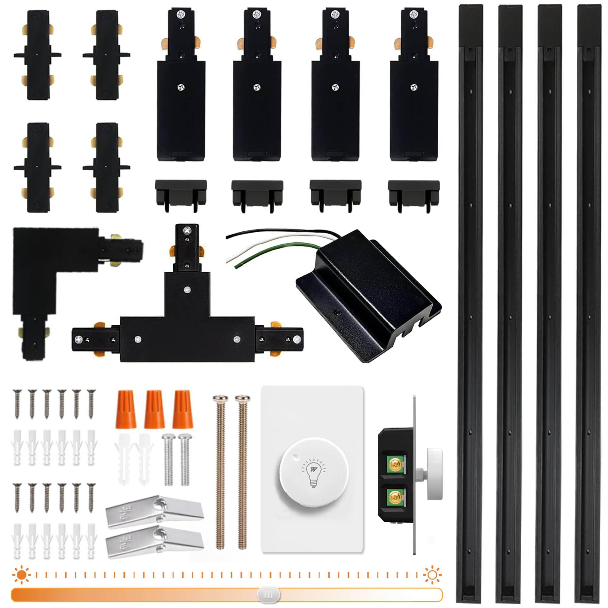 White H Track Lighting Rails Kit 13FT with Dimmer