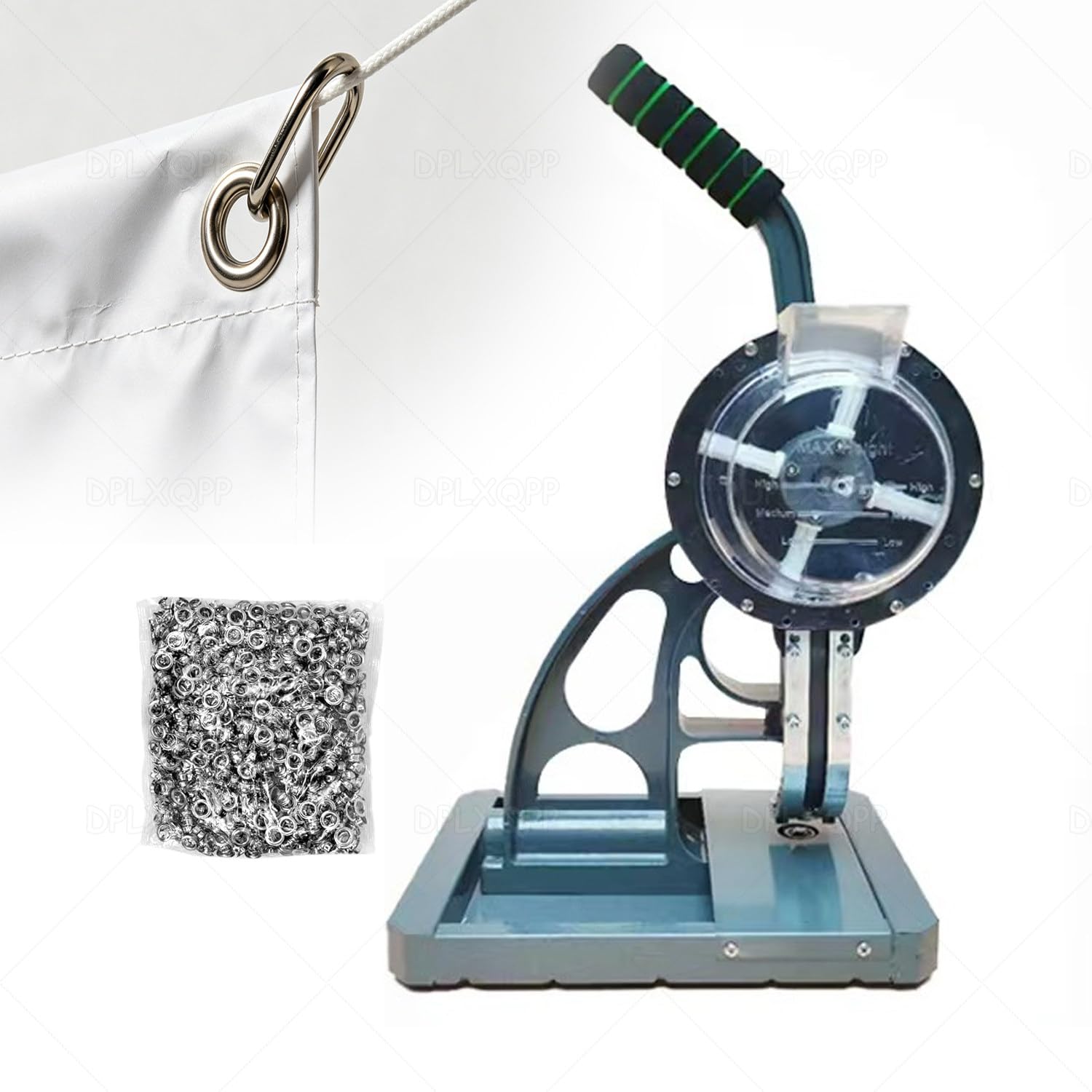 Grommet Press Machine for Banners,Semi-Automatic Eyelet Grommet Machine with Automatic Eyelet Feeding,500PCS Hopper,Heavy Duty Manual Eyelet Press for Banner Tarpaulin Vinyl Leather,4 Casters 5.5mm