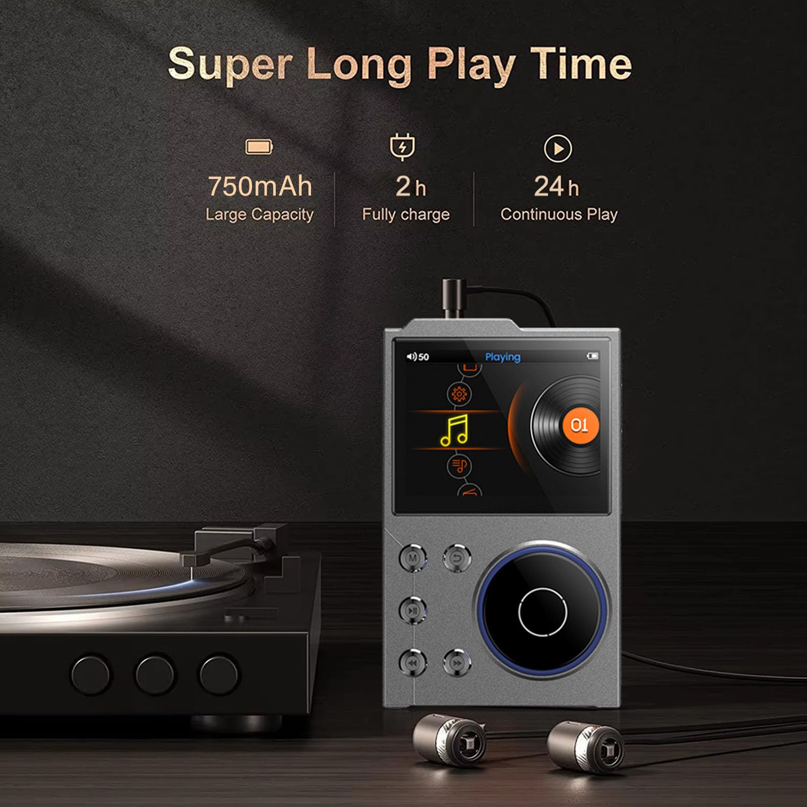 Reproductor Mp3 con Bluetooth, 5.3 sin Pérdida DSD FLAC HD HiFi Música Digital Reproductor de Sonido Registro de Voz de Música USB con Pantalla de Pantalla HD de 2.4 Pulgadas