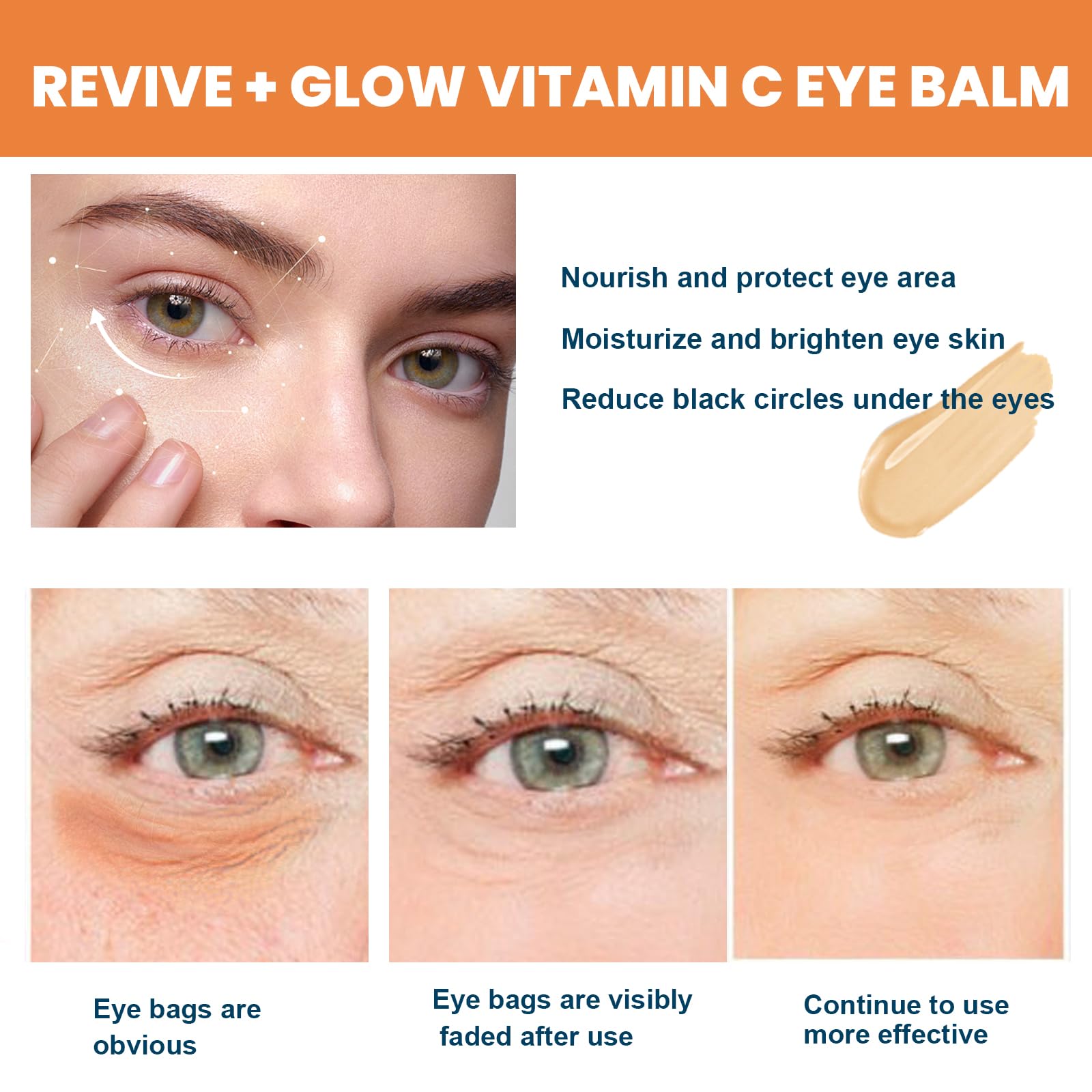 Baume pour les yeux à la vitamine C éclaircit et réduit les poches, Stick hydratant pour les yeux MultiCorrexion pour les cernes et les poches, Crème hydratante au rétinol Sérum rides profondes (1pcs)