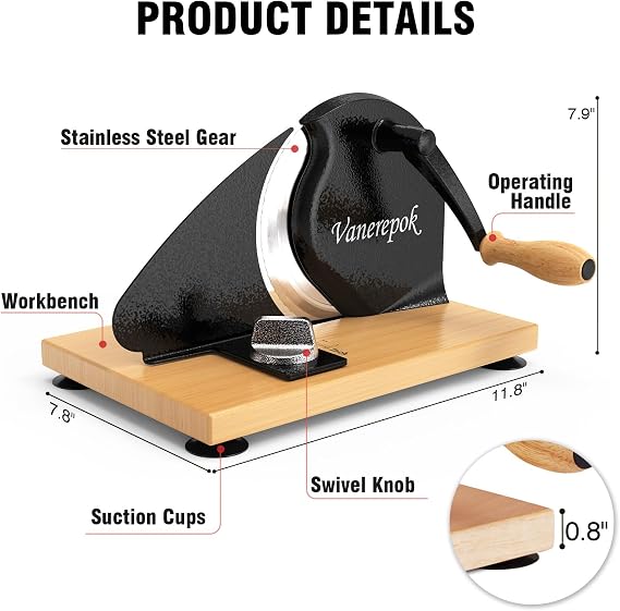 vanerepok Manual Bread Slicer Adjustable Thickness for Homemade Sourdough