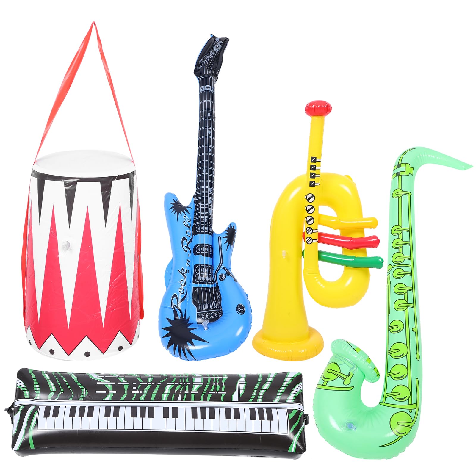 ERINGOGO Instrumentos Musicales Inflables para Accesorios de Fiesta con Guitarra Saxofón Órgano Electrónico y Colores Aleatorios Decoración para Cumpleaños y Color