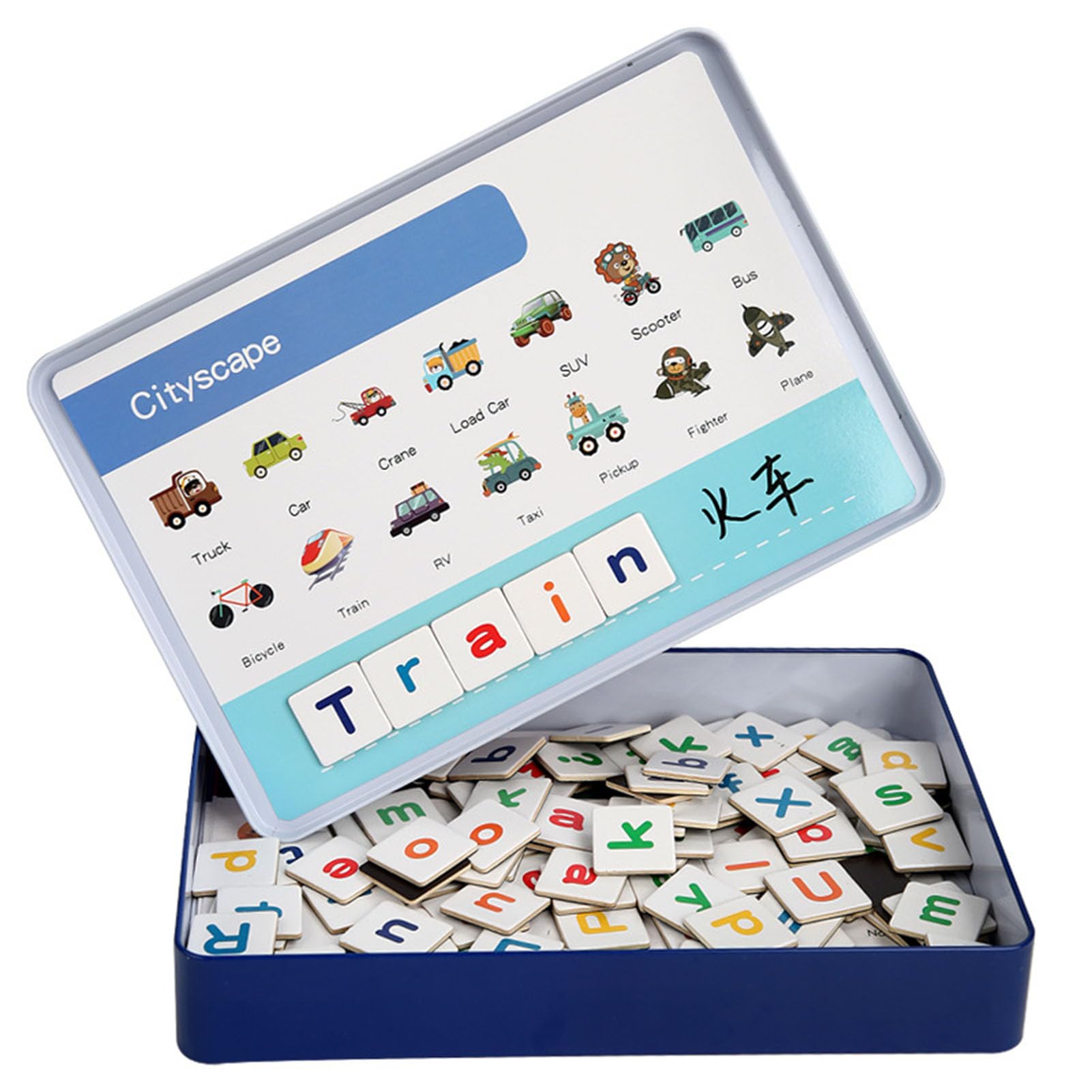 6-in-1-Buchstaben-Spielbrett zur Rechtschreibung, Magnetisches Alphabet-Zuordnungspuzzle