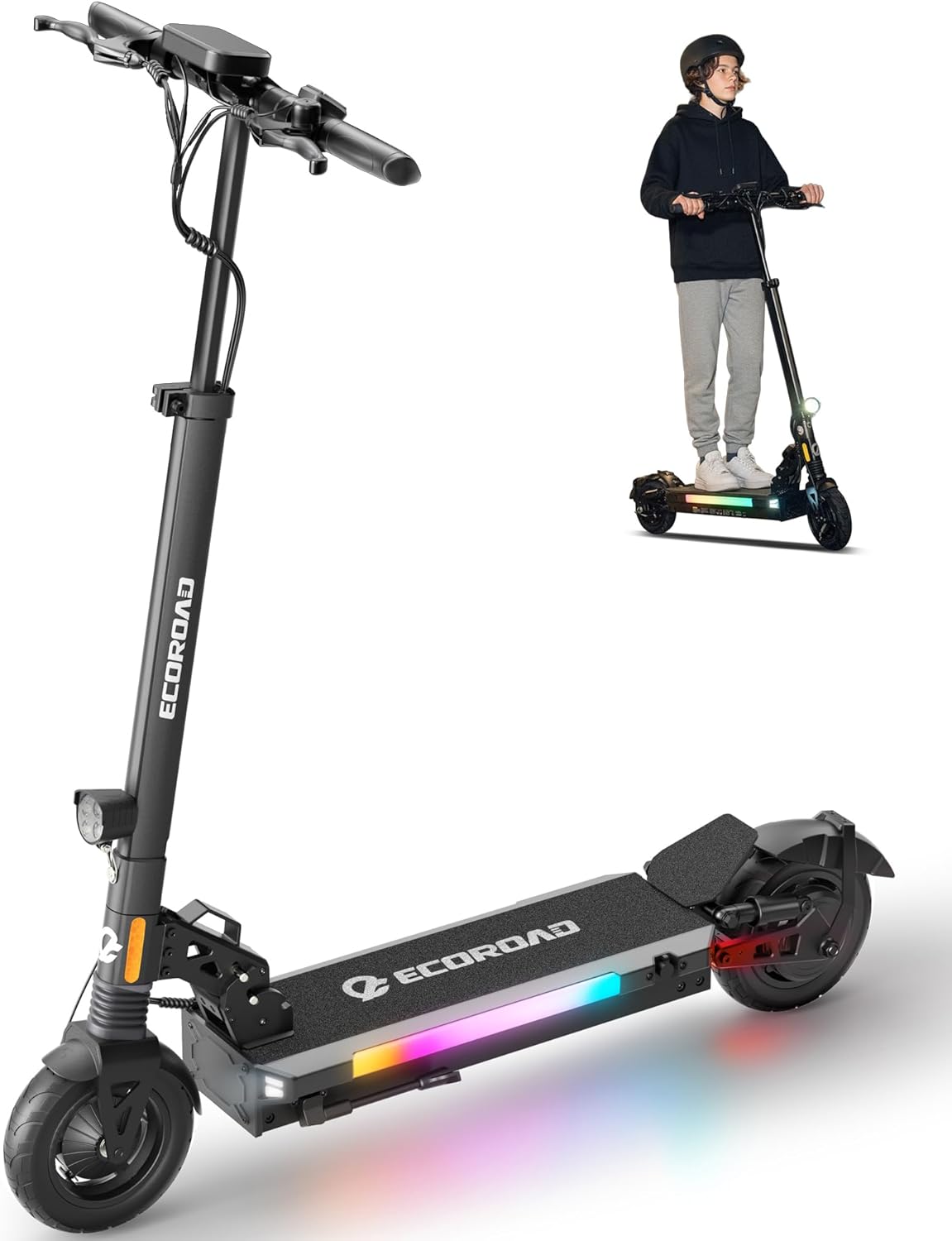 ECOROAD Electric Scooter,25MPH-32MPH, 18-50 Miles Range, 330LBS Load, Off-Road Tires, RGB Lights & APP Control