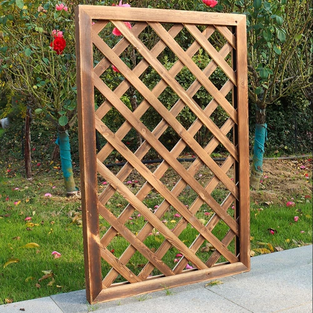 Zaun Gitter Garten Bildschirm Freistehend Mahagoni Holz Gitter Zaunpanel Raumteiler Datenschutzbildschirm Hundetor Leicht Gewölbte Unterstützung Zum Klettern Von Pflanzen(Size:50x150cm)