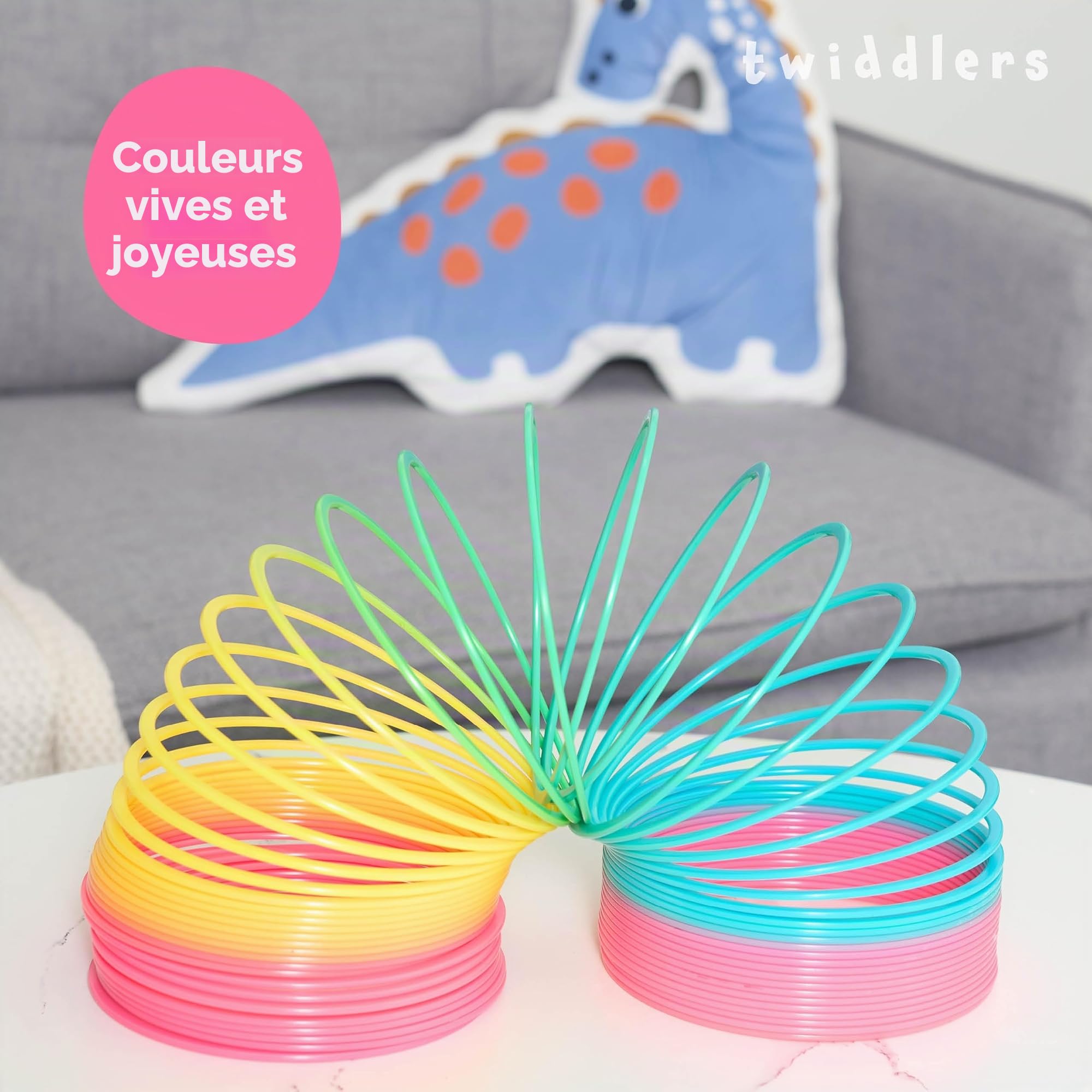 THE TWIDDLERS Géant Jouet à Ressort Arc-en-Ciel pour Enfants - XXL 15cm - Ressort Magique - Cadeau Anniversaire & de Noël pour Enfants, Garçons & Filles