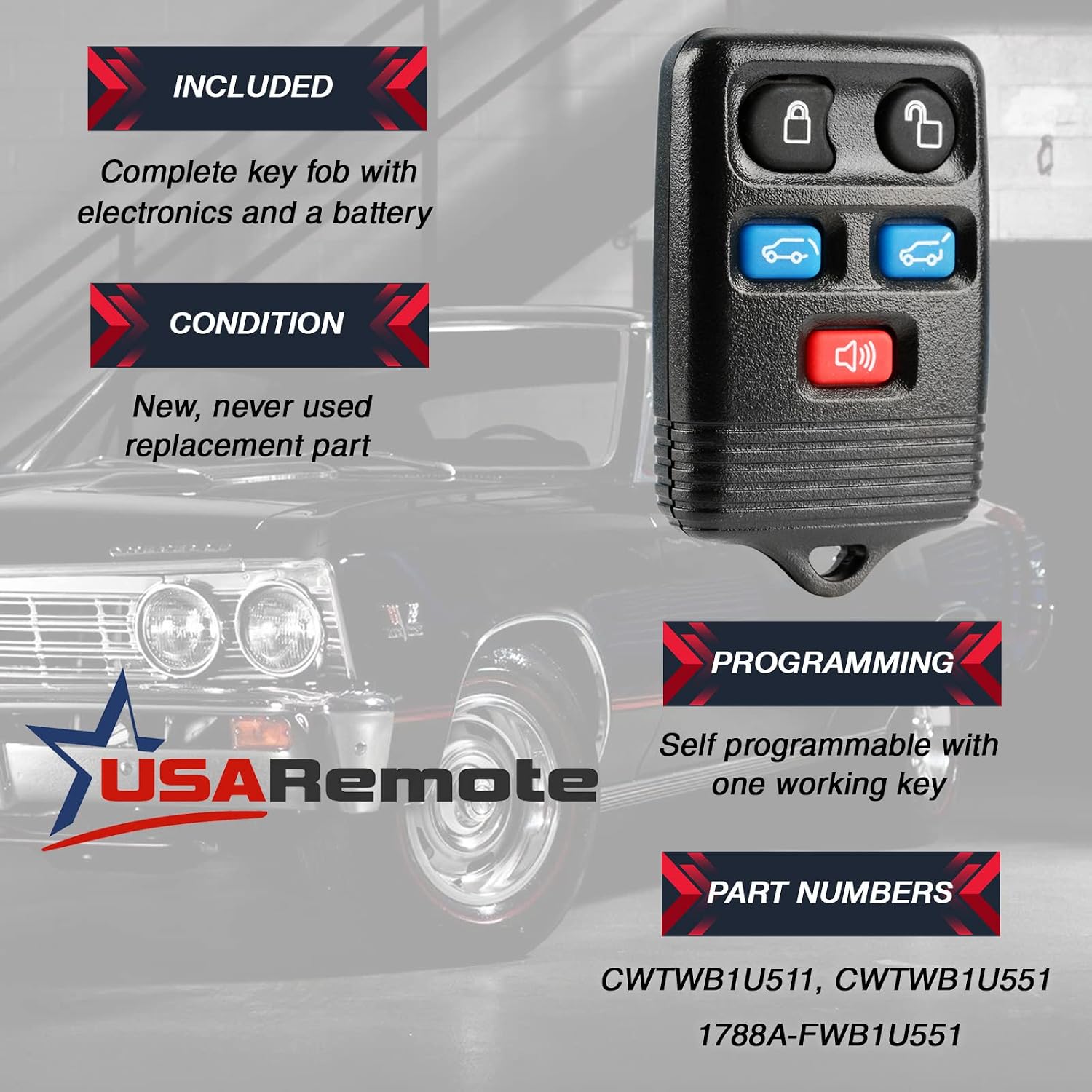 Car Key Fob Keyless Entry Remote fits 2003-2010 Ford Expedition / 2008-2010 Lincoln Navigator (CWTWB1U551)
