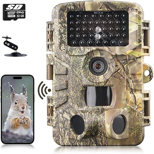 Osenous - Cámara de rastreo WiFi cámara de juego 4K 48MP con visión nocturna sin brillo activada por movimiento cámara de caza de velocidad de