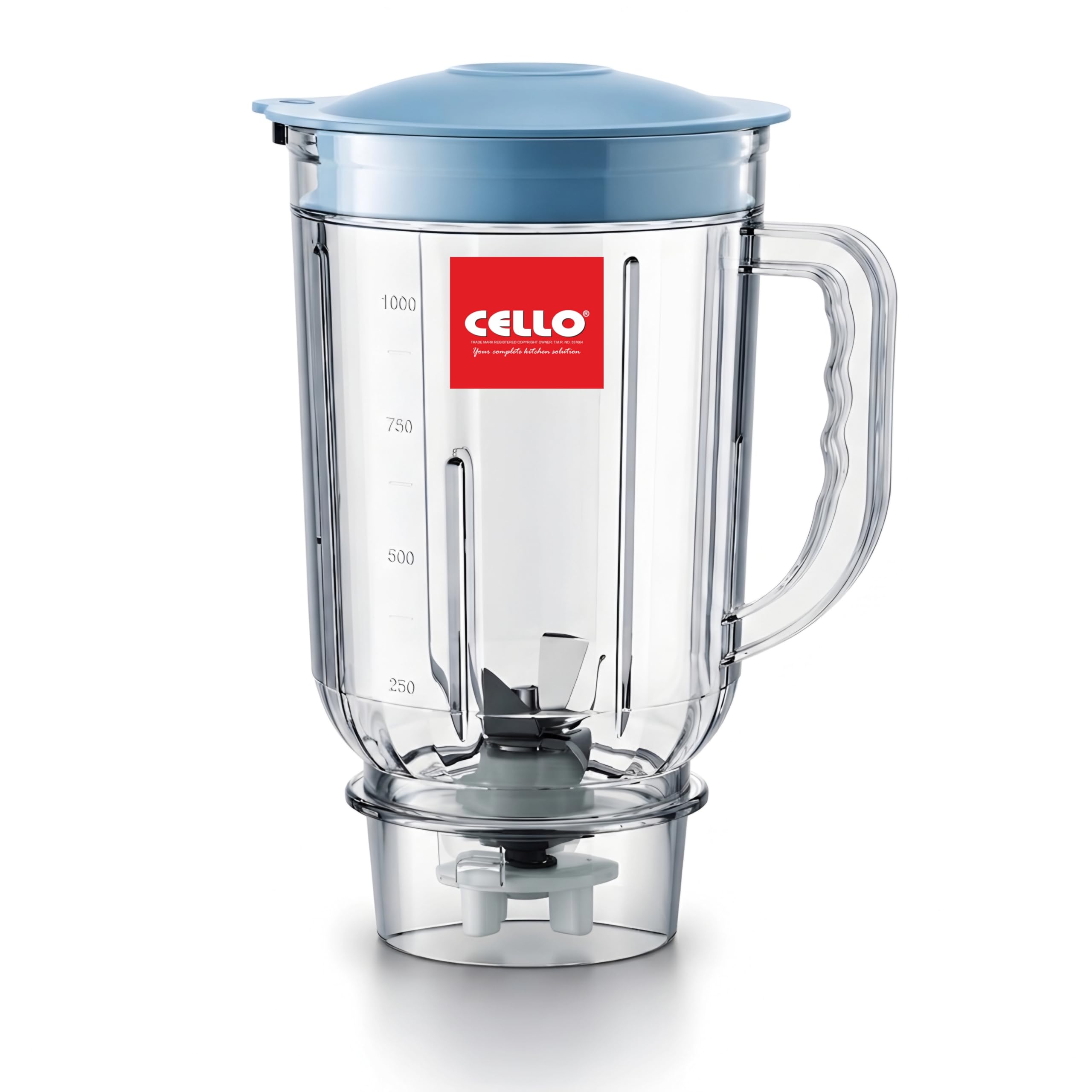 CELLO 1 Litre Transparent Polycarbonate Juicer Jar Sky Blue - Image 1