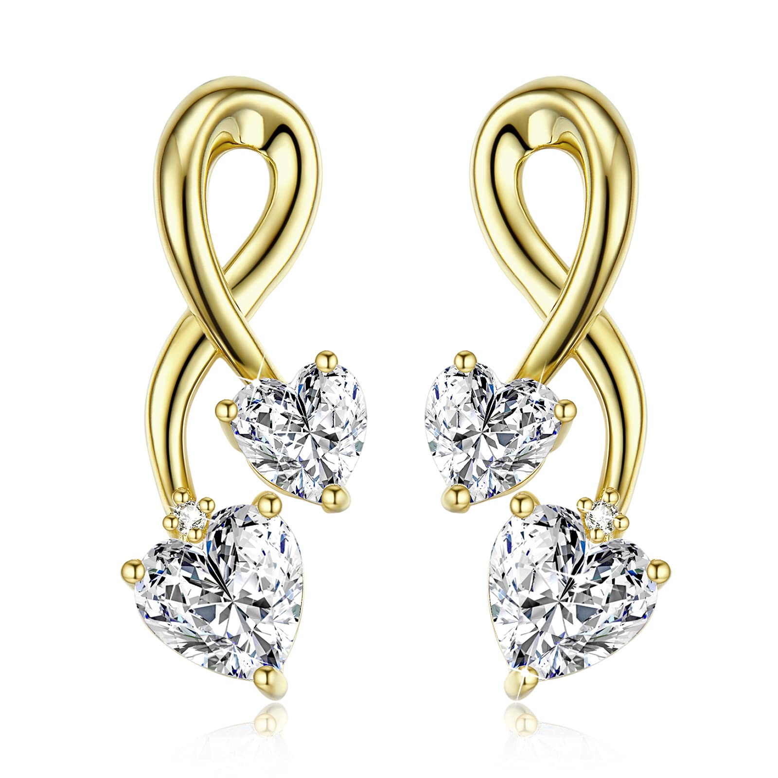 Earrings for Women, S925 Sterling Silver Birthstone Heart Studs Earring for Girlfriend Wife, Anniversary Birthday Christmas Valentines Mothers Day