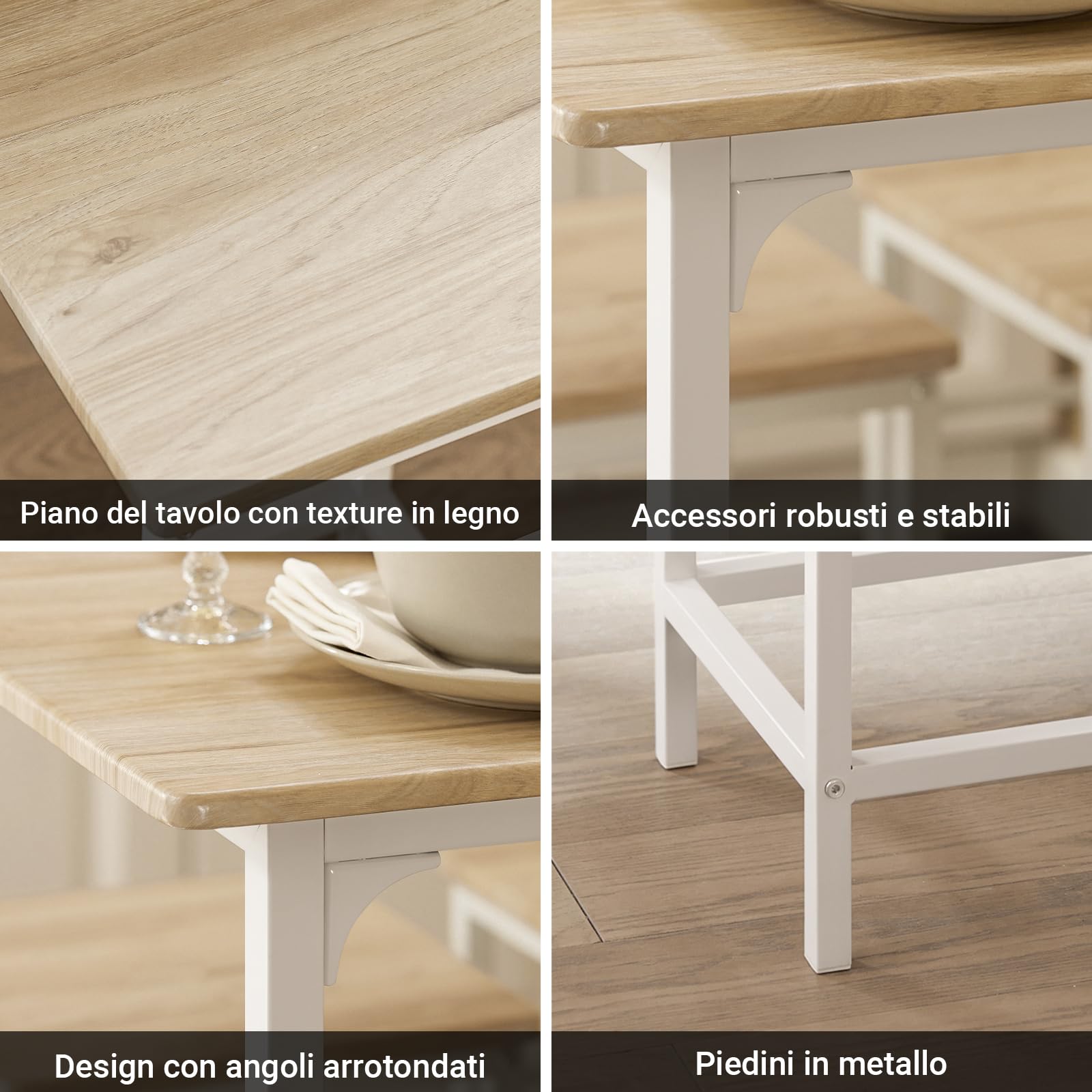SoBuy Set Tavolo da Bar Alto con 4 Sgabelli Tavolo Salvaspazio per Cucina Piccola e Balcone, Stile Industriale Moderno Tavolino Alto da Esterno per Giardino o Terrazzo OGT11-WN