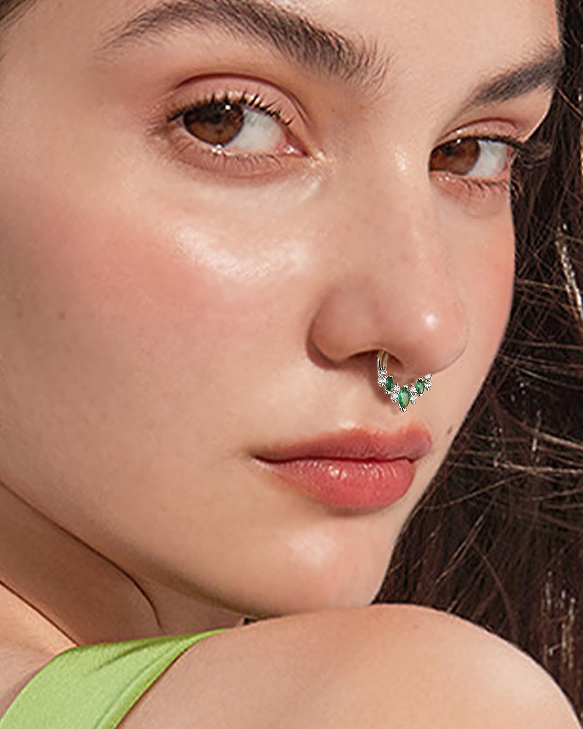 COCHARM Septum Rings 16G, V Shape Septum Nose Rings, 8MM Stainless Steel Helix Daith Piercing Jewelry