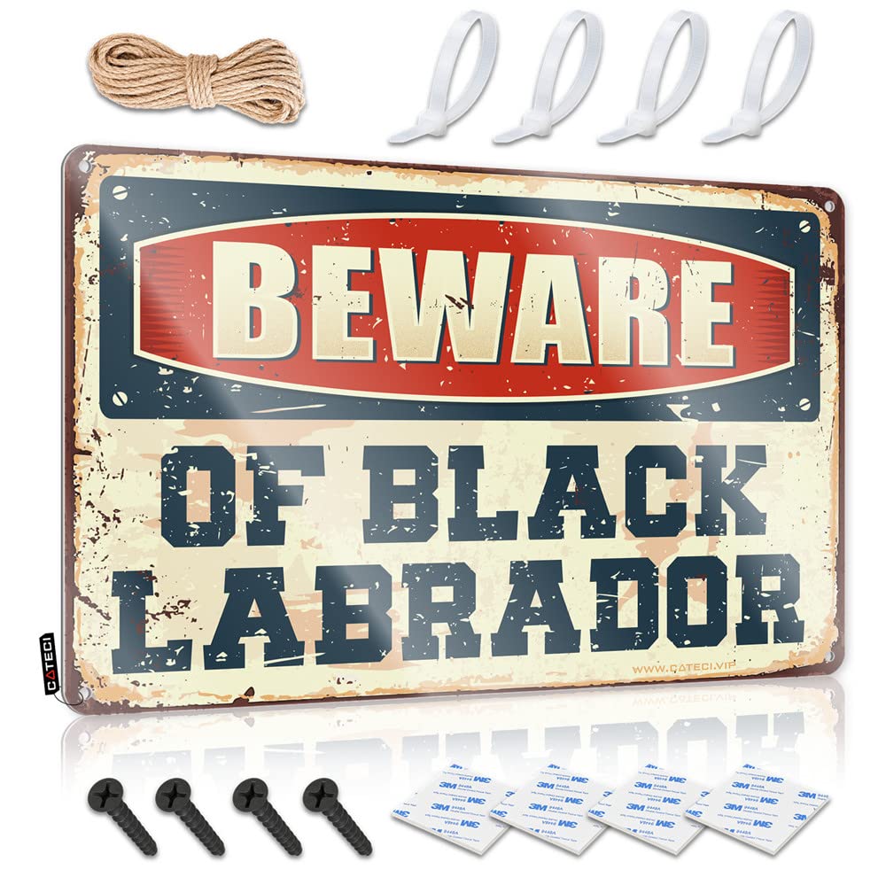 IBWNBBUSN Metal Signs For Home Decor Beware Of Black Labrador Sign Funny Patio Signs Funny Decor For Bar(30X40CM)