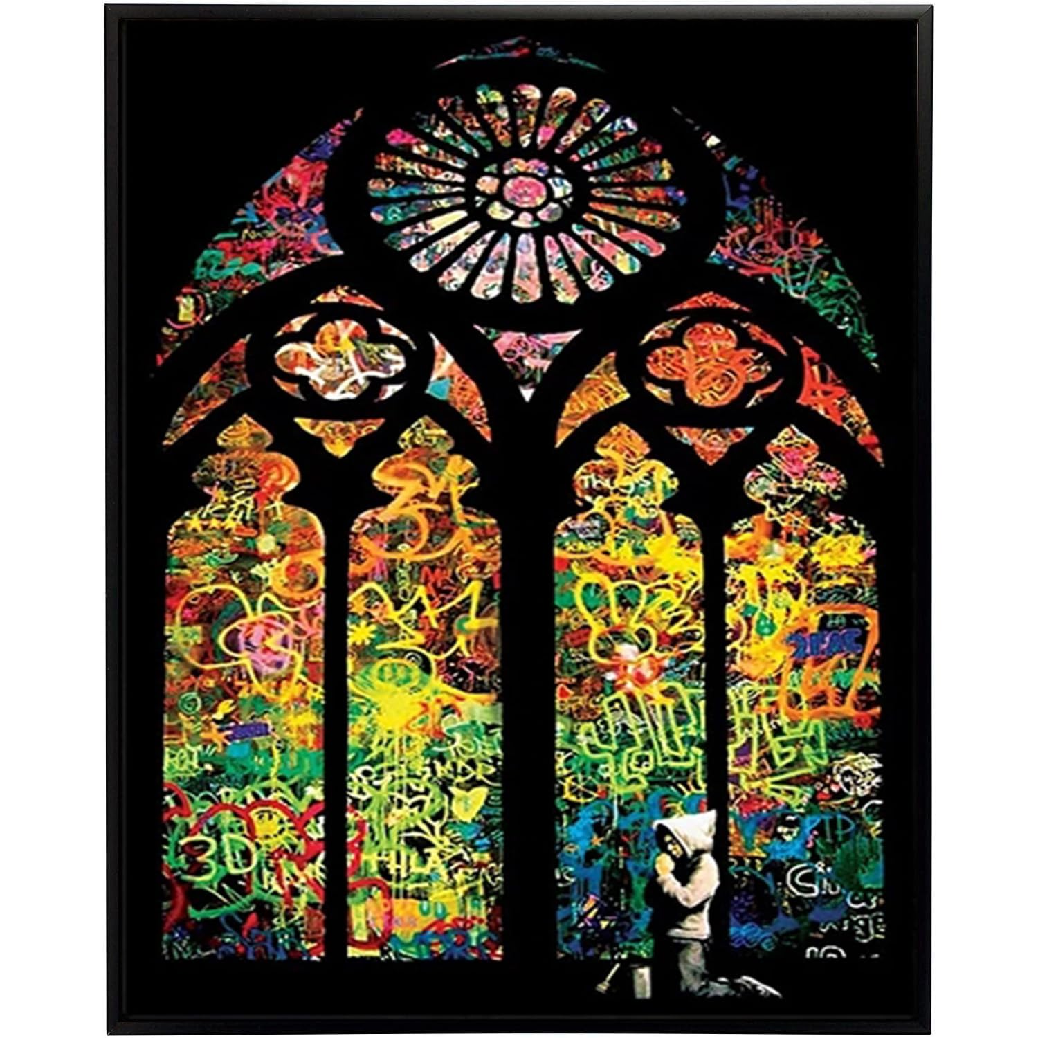 DQTUYIOP Banksy Art Print Praying Boy Kid Frameless 60x80cm Abstract Wall Art for Living Room Canvas Print of Banksy Grafitti Famous Painting Reproductions Wall Hangins, Bedroom Home Decorations