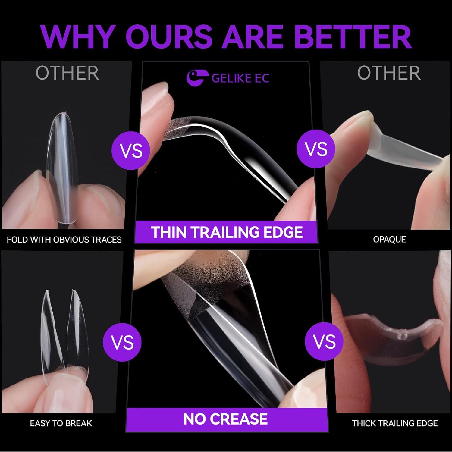 Gelike Unghie finte 550 pcs nail tips (AMANDE MOYENNE)