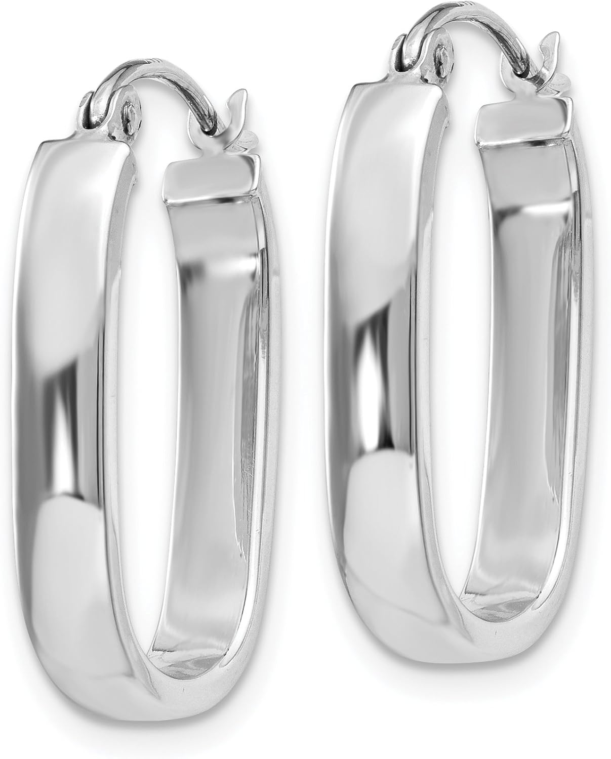3.5mm Polished Rectangular Tube Oval Hoop Earrings in Real 14k Gold - Image 2