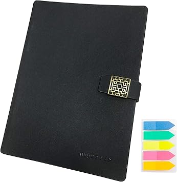 Amazon システム手帳 ノートブック ビジネスオフィス用品 6穴リング 収納機能がある ペンホルダー付き プレゼント 付箋付き ブラック システム手帳 文房具 オフィス用品