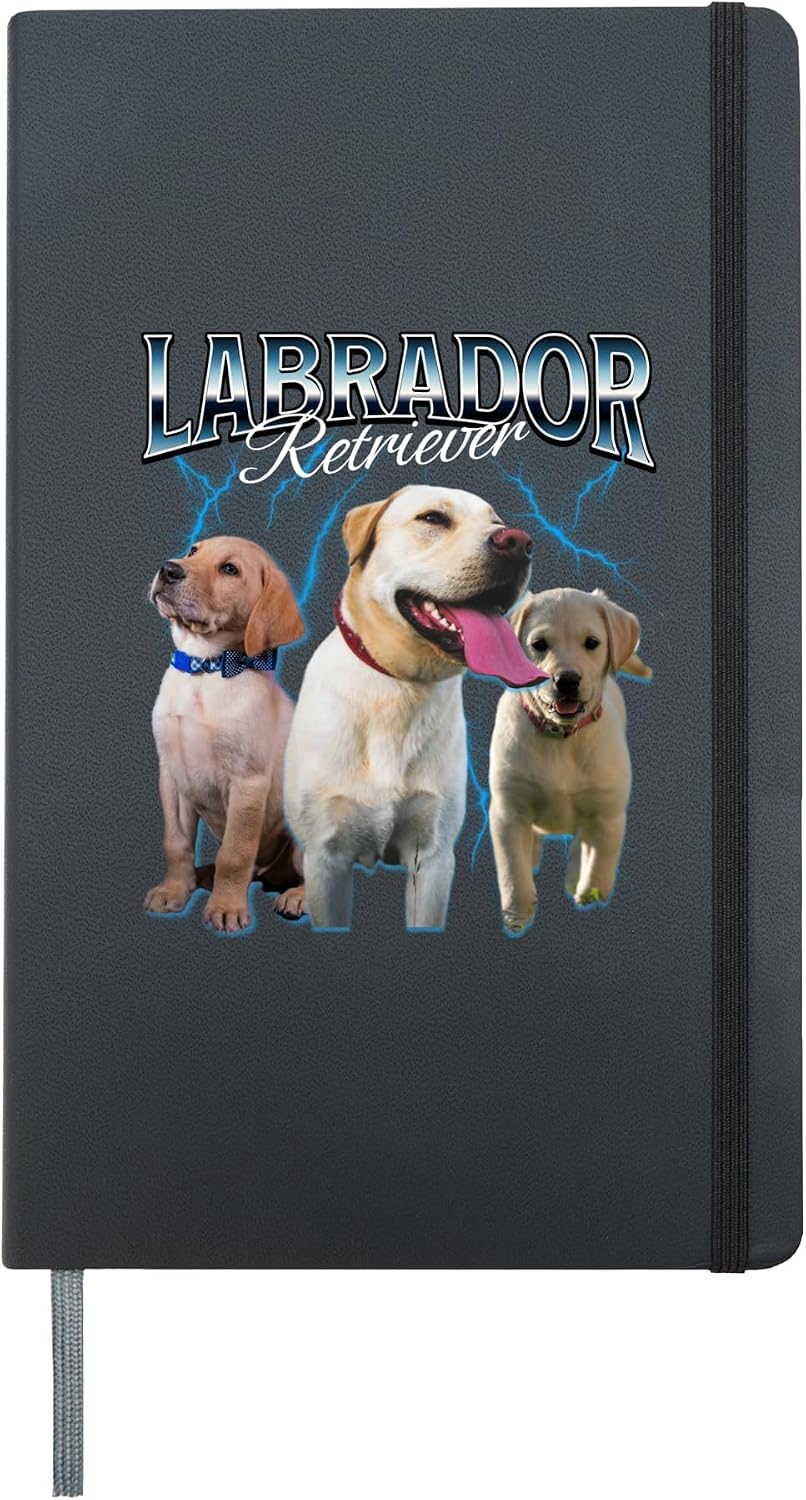 Yellow Labrador Owner 90's Bootleg Trending Hardcover Journal, Black