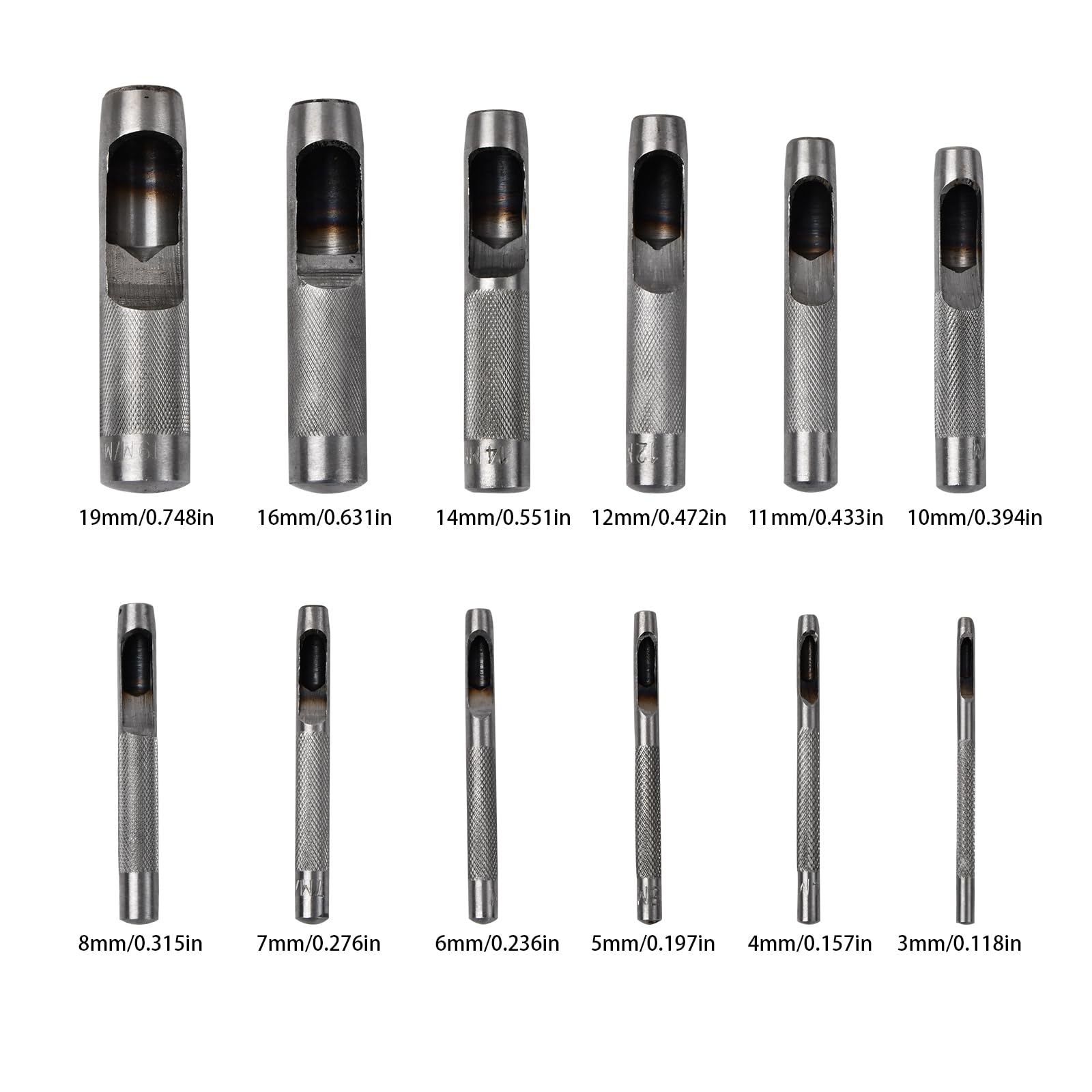 15 Pezzi Punzoni Rotondi Per Fori | Acciaio Ad Alta Resistenza | Diametri 0.5-6mm | Per Pelle, Gomma, Carta