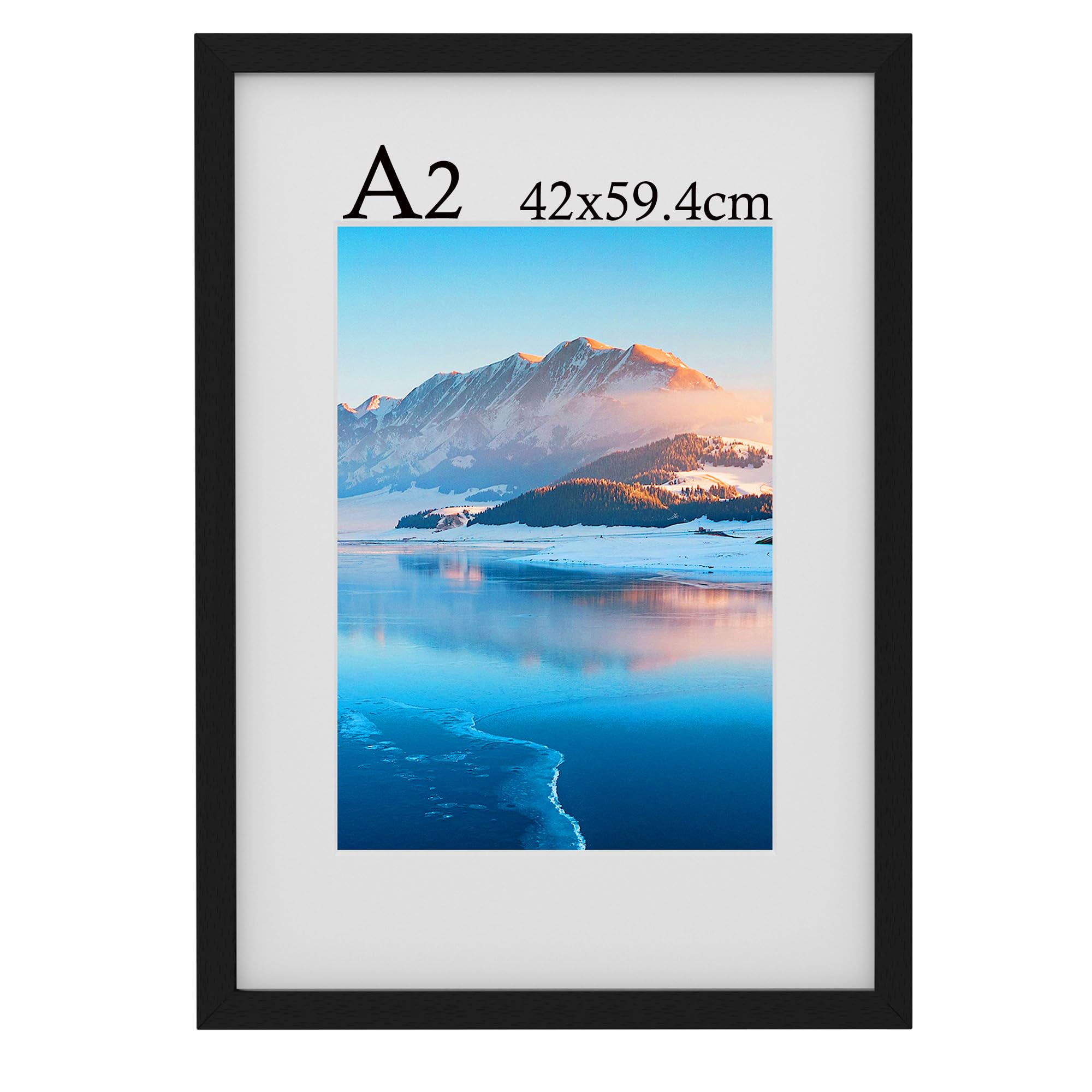 A2 Frame, A2 Photo Frames, A2 Picture Frames with Mount, Black Picture Frames for A2 Print, Frame for Wall Mount, Black — image 1