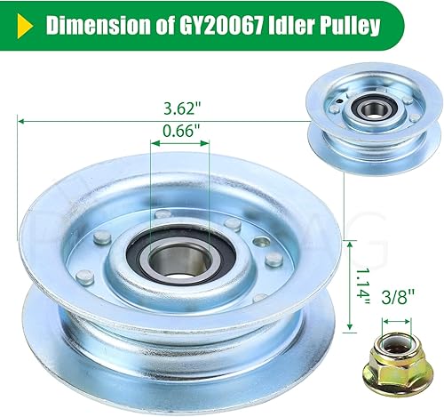 Vista 4 de La polea tensora GY22172 sustituye a la polea tensora GY20067 John Deere GY20067, John Deere GY22172 Polea de accionamiento de la cubierta de 1