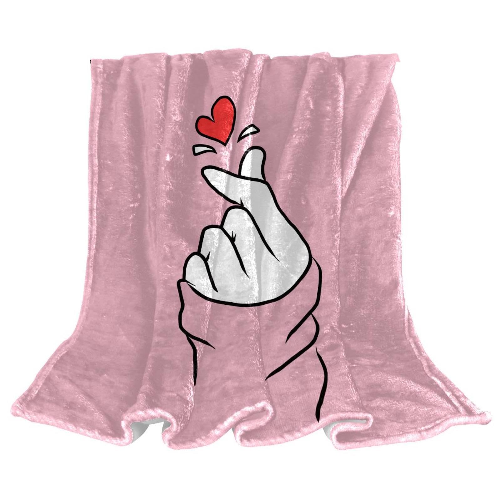 Couverture polaire geste cœur microfibre douce 150x100cm pour canapé