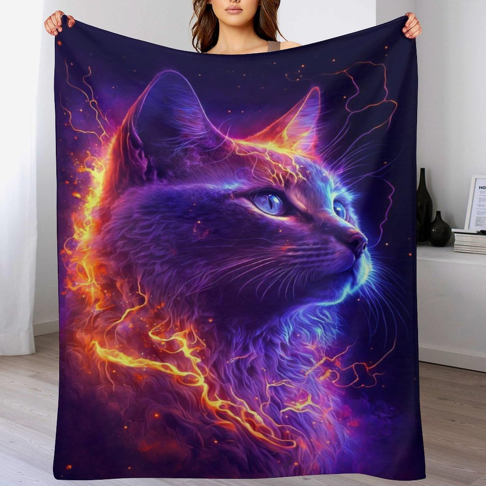 PAZZK Cat Throw Blanket, Super Soft Warm Throw Blanket for Couch, Sofa, Chair, Bed - Extra Cozy, Machine Washable, Comfortable Home Decor,（150×200cm）