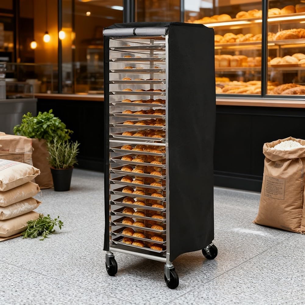 Yuanpgky Housse en polyester 420D avec fermeture éclair, design ventilé et rangement pliable compact pour pâtisserie commerciale ou à grande échelle - Noir, 59 x