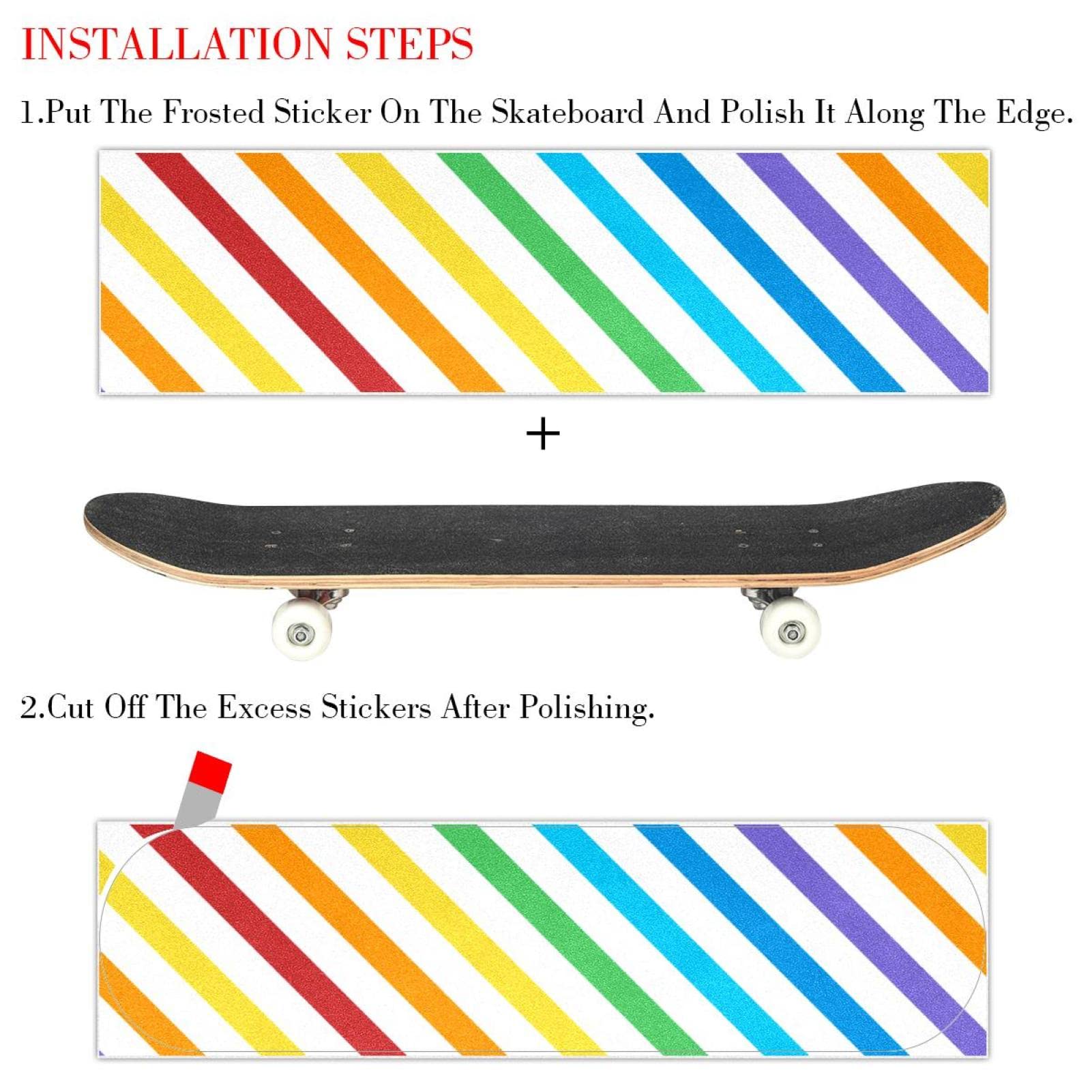 Bunte Farbe, 2 Stück Skateboard-Griptape Bogen Schleifpapier Longboard Aufkleber Roller Deck Sandpapier