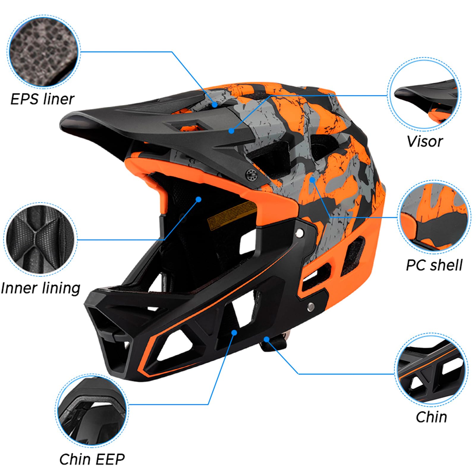 Casco integrale per mountain bike, per adulti, da corsa, downhill, MTB, per uomo/donna, con visiera, oltre 31 prese d'aria, circonferenza della testa di 59-61 cm