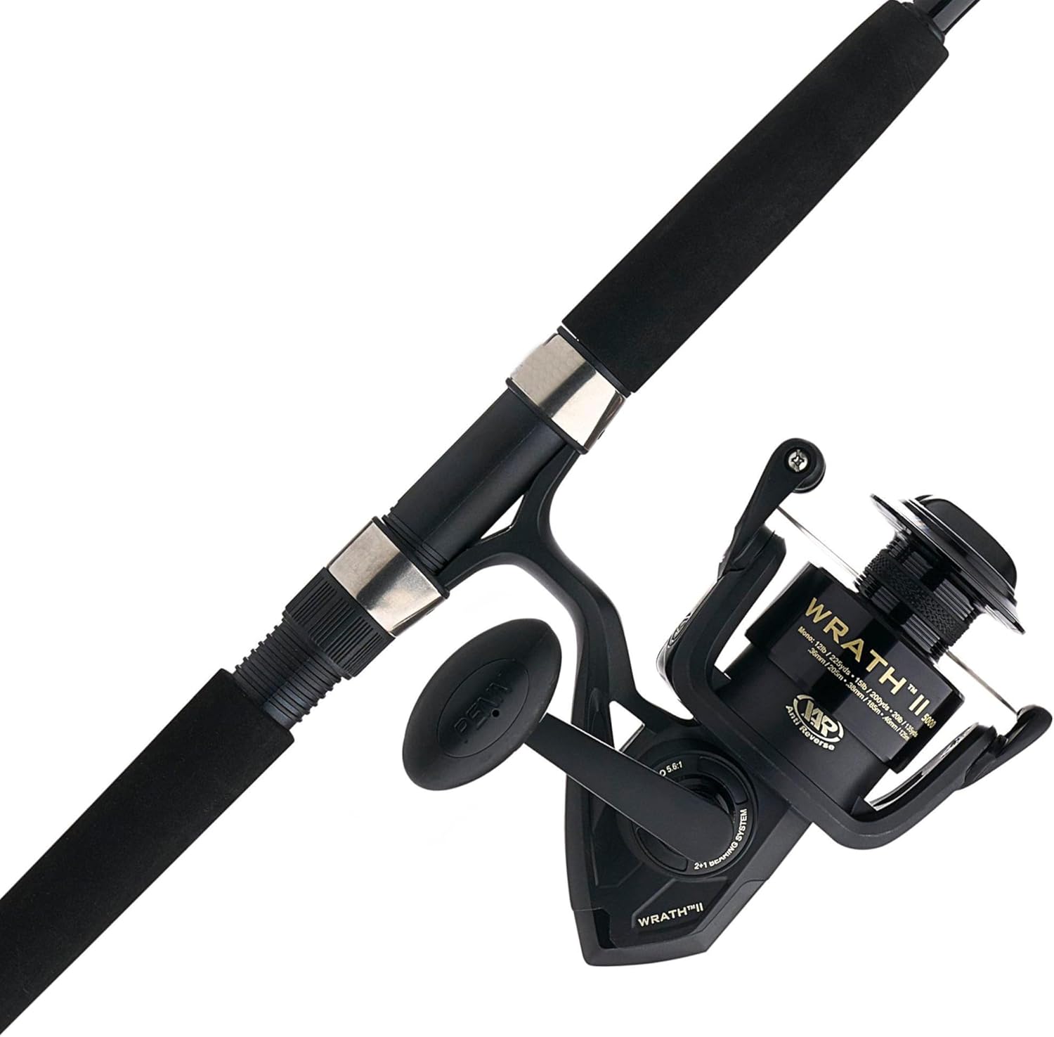 PENN Wrath II Spinning Reel and Fishing Rod Combo Wrath Ii - New Model 5000 Size Reel - 7' - Medium Heavy - 2pc