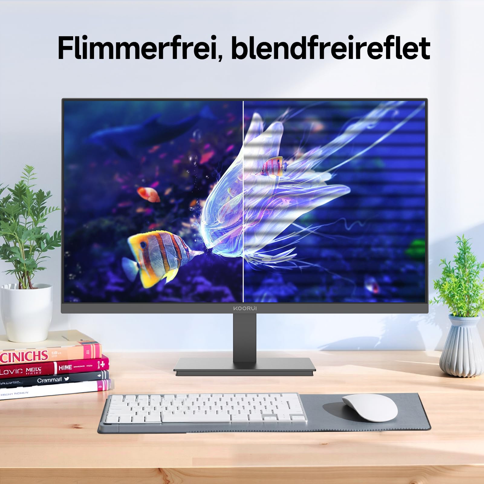 KOORUI E2411F 23.8 Zoll Bildschirm,Full HD Monitor 1920x1080,100Hz PC Monitor,IPS Eye Care,HDMI&VGA,VESA 100 x 100 mm