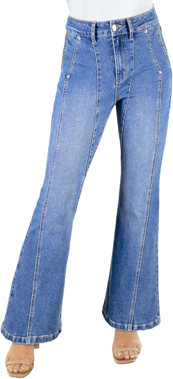 Astylish Women's Trendy Wide Leg Jeans High Waisted Stretchy Ankle Bootcut Jeans Straight Denim Pants with Slanted Pockets - Image 5